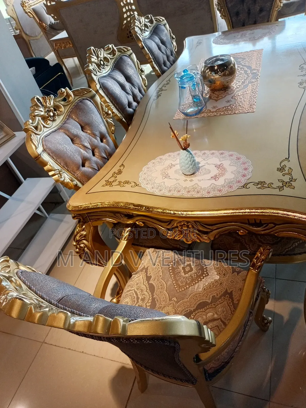Dining Set 8chairs Gold