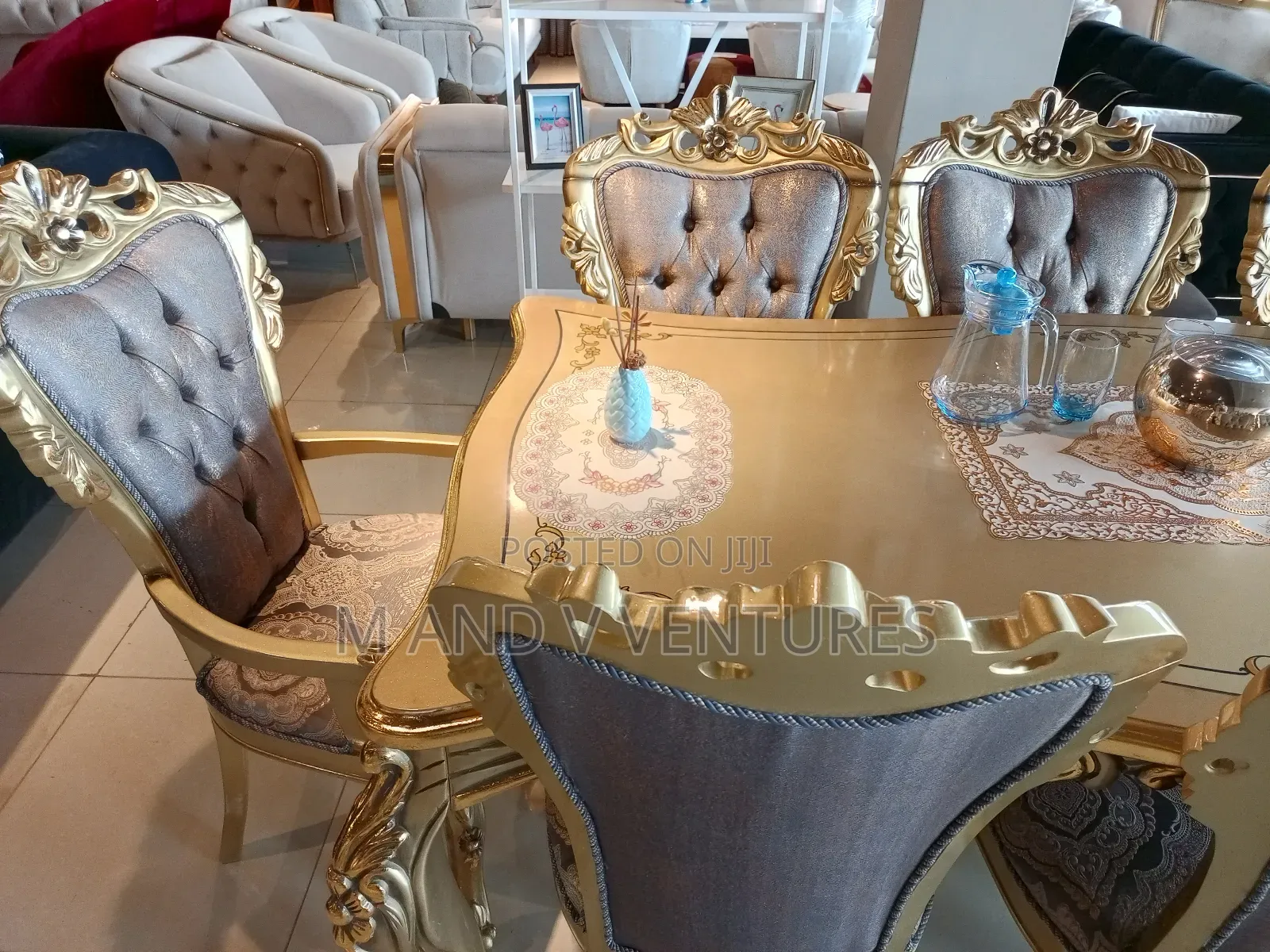 Dining Set 8chairs Gold