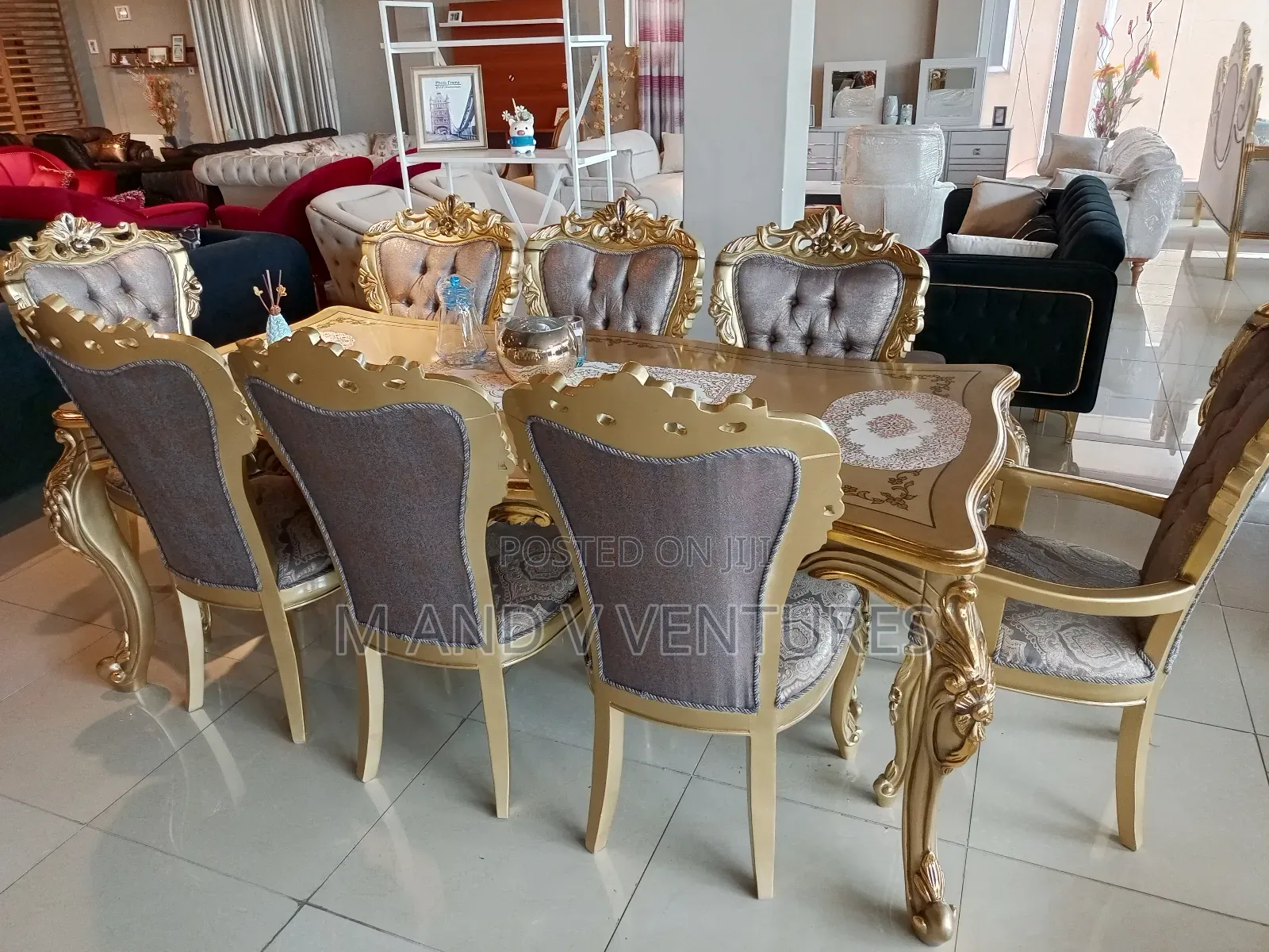 Dining Set 8chairs Gold