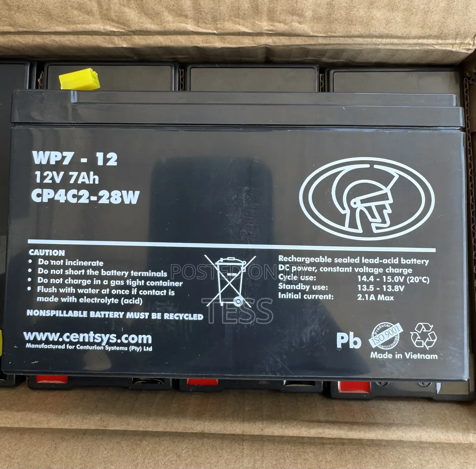 Centurion Gate Motor Battery 12v 7ah Cp4c2-28w