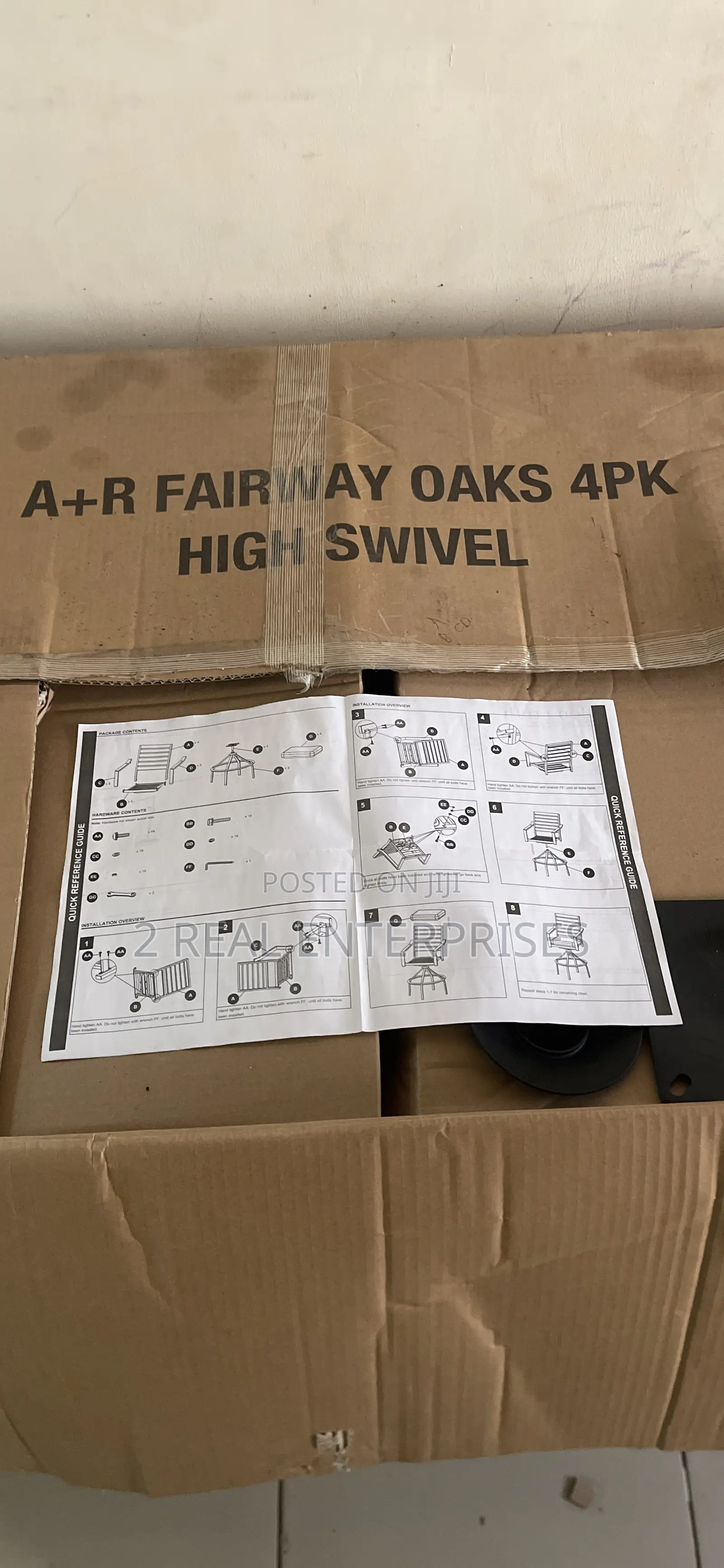 Allen + Roth Fairway Oaks 4 Set of Black Steel Frame Swivel