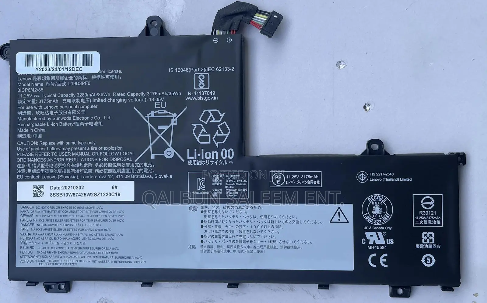 Lenovo L19C3PF1 Laptop Battery for Thinkbook 14-Iml 15-Iil