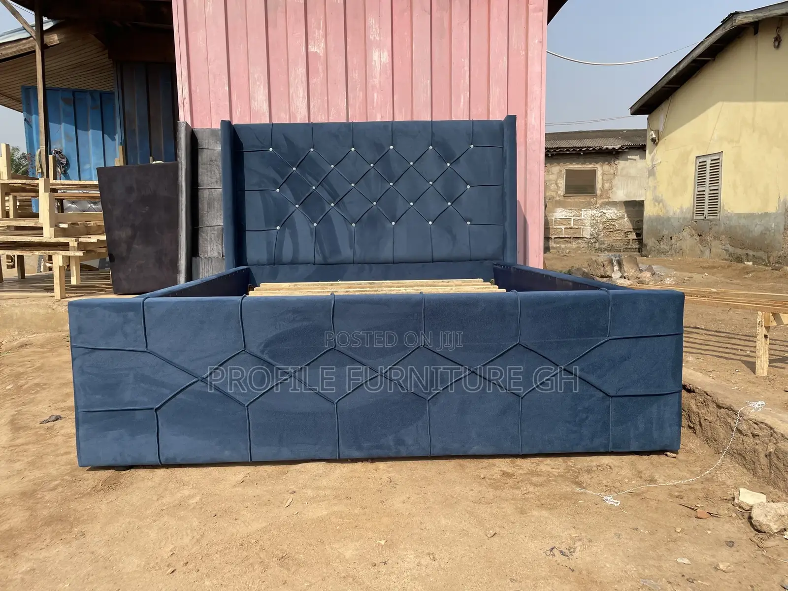 Stylist Morden Blue Double Bedframe. For Sweet Room Settings