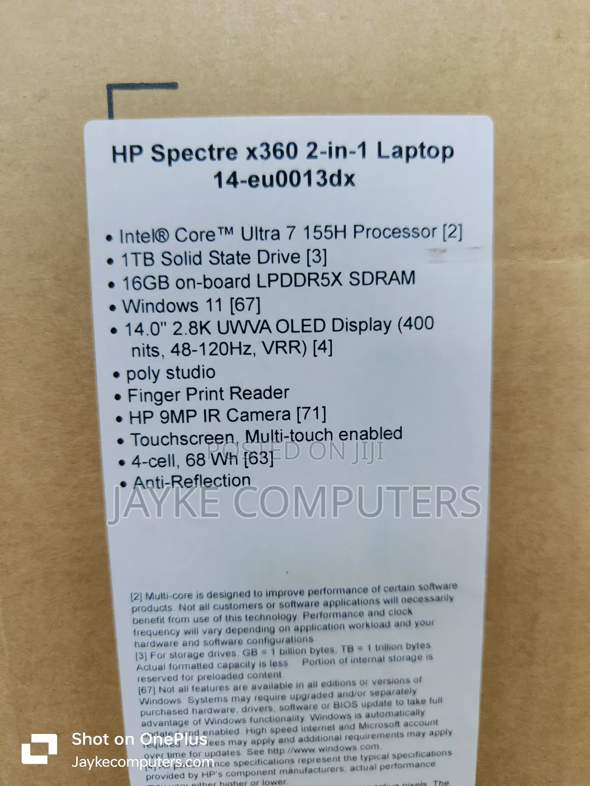 New Laptop HP Spectre 14 16GB Intel Core Ultra 7 SSD 1T