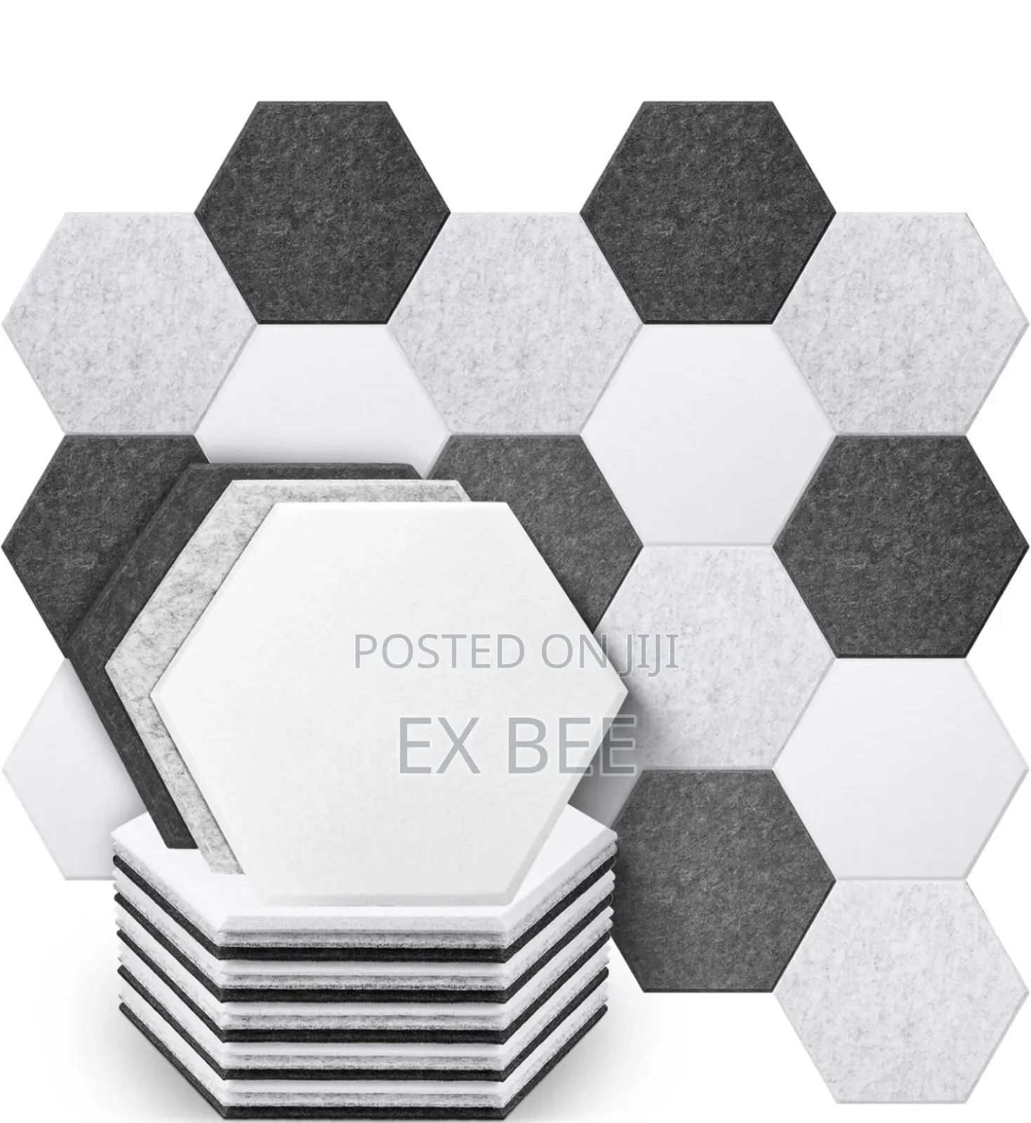 12pcs Hexagon Acoustic Panels Soundproofing Padding