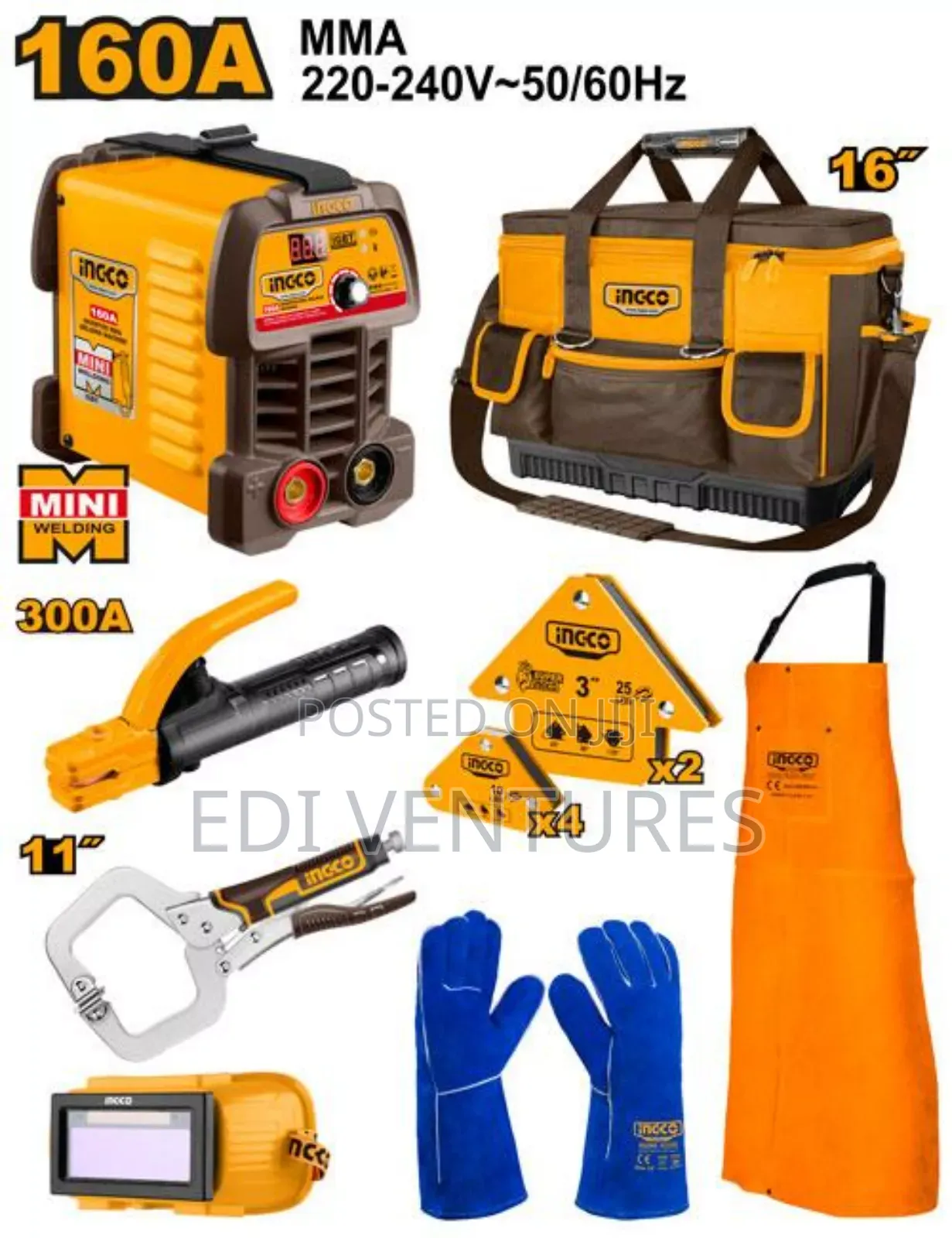 Ingco 8 Pieces Welding Machine 160A at 30% Tools Set Cos23095
