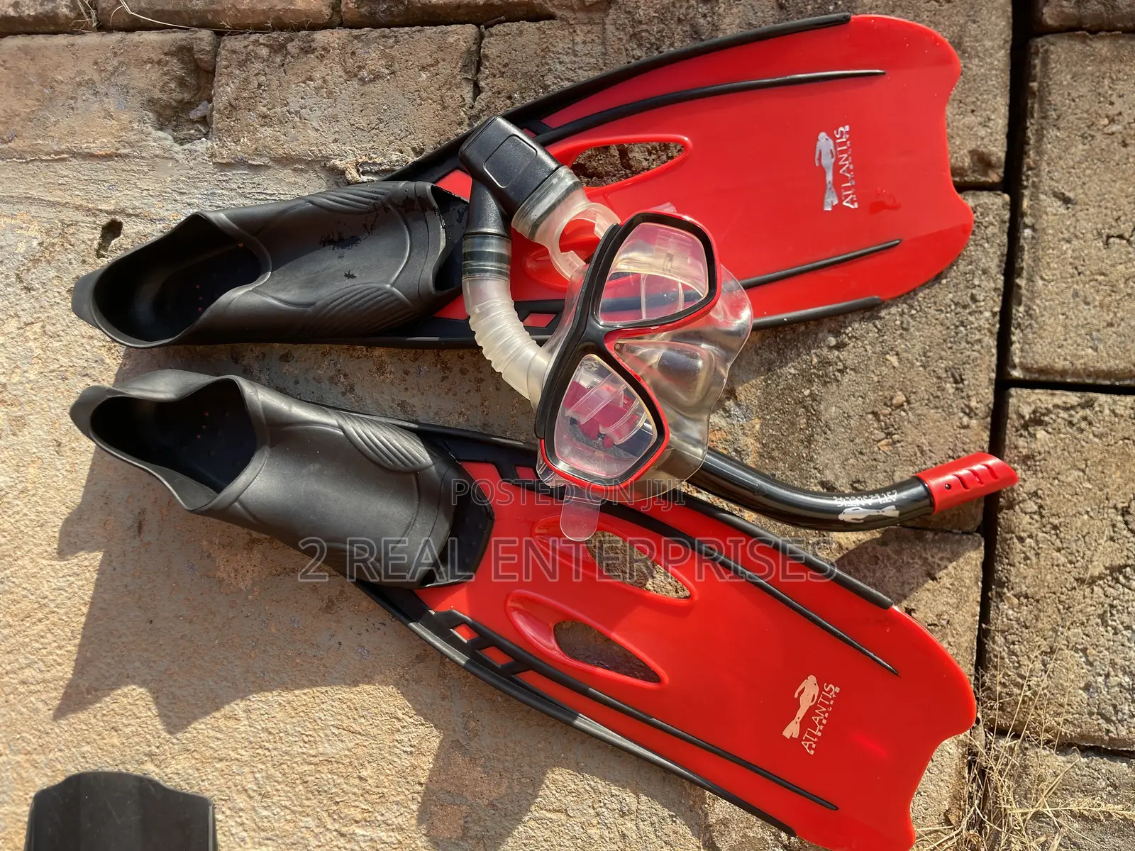 Swimming Fins Snorgel Goggles Set Size 37-38