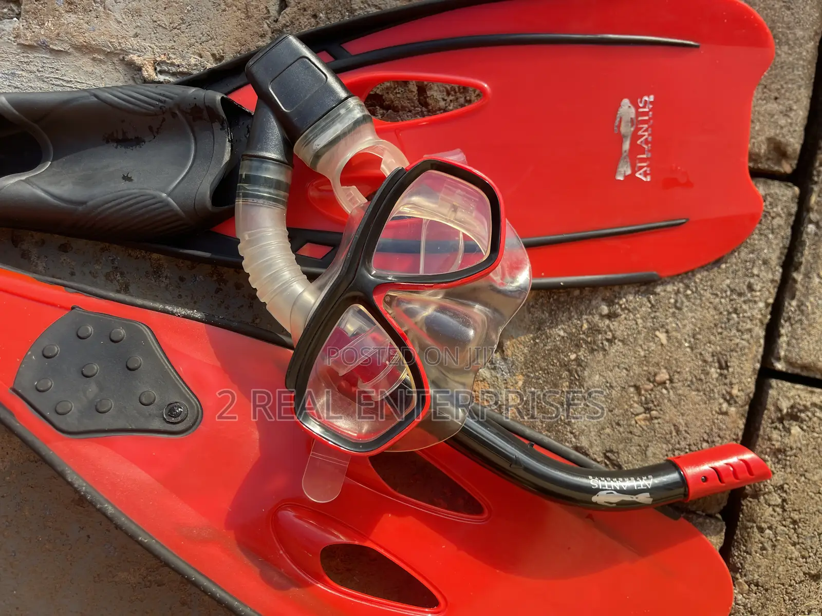 Swimming Fins Snorgel Goggles Set Size 37-38