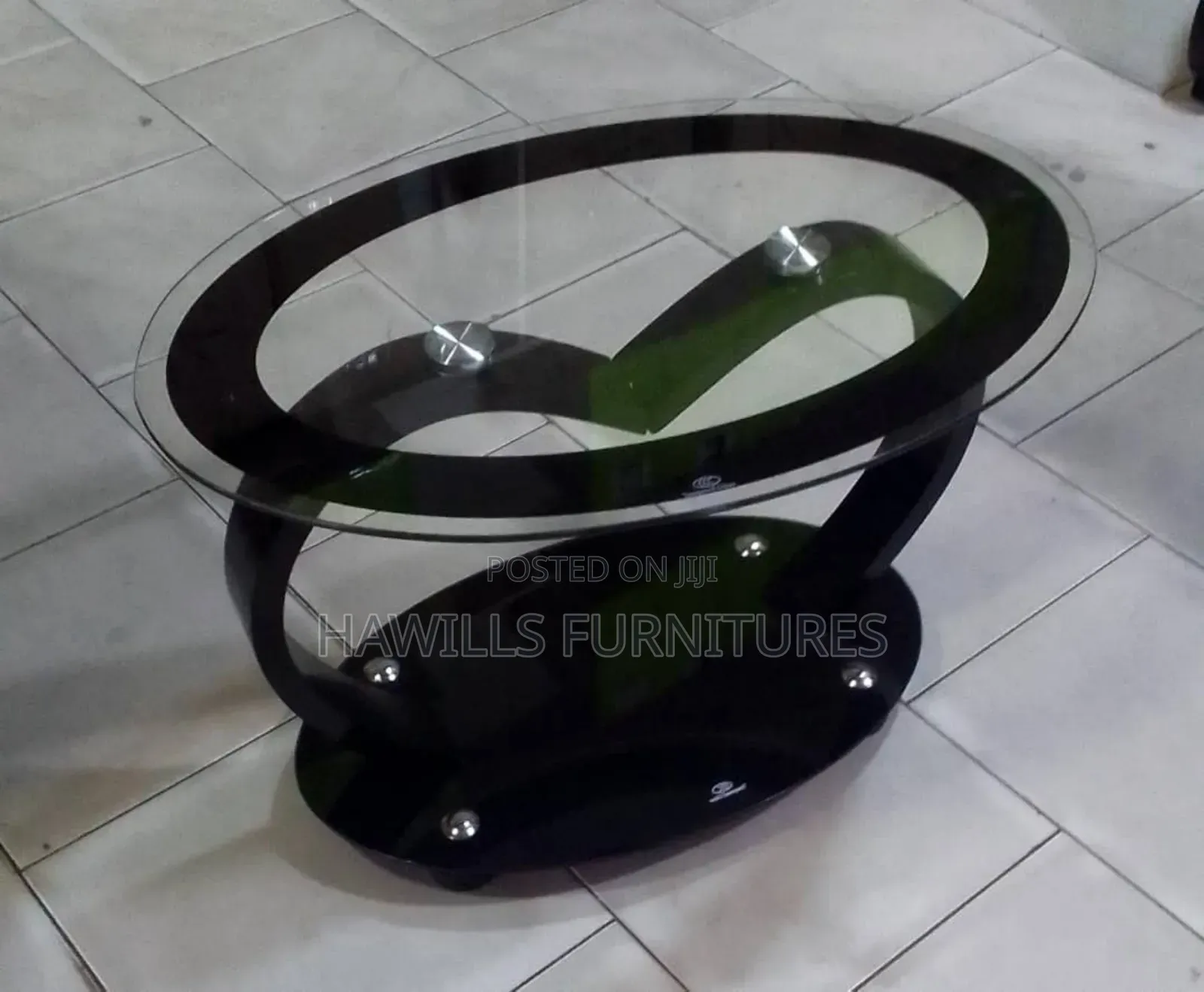 Glass Center Table With Black Color