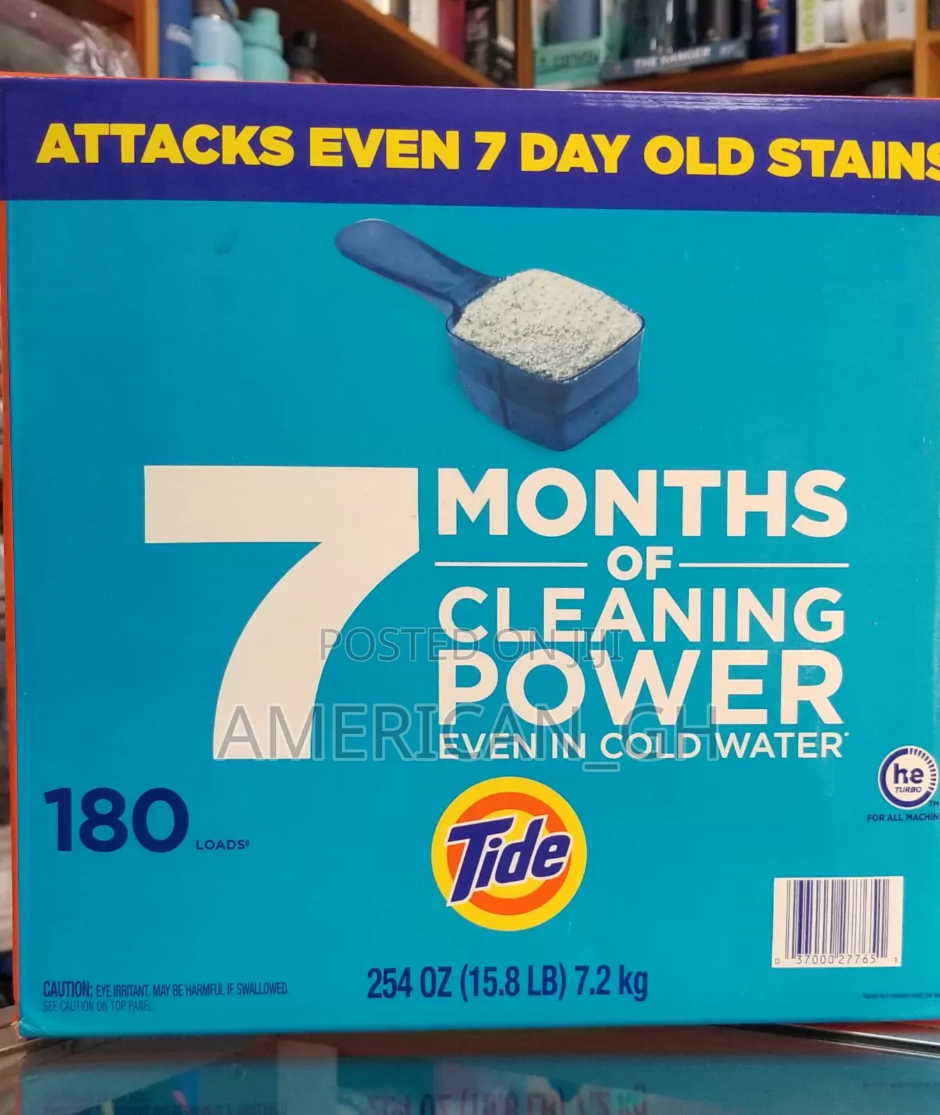 Tide Original Laundry Powder Detergent-180 Loads, 7.2kg