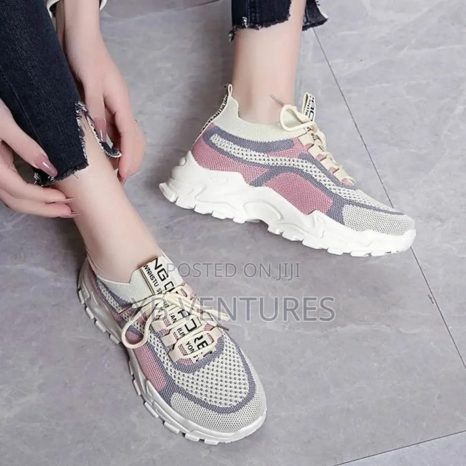 Casual Walking Sneakers - 04-Khaki/Pink