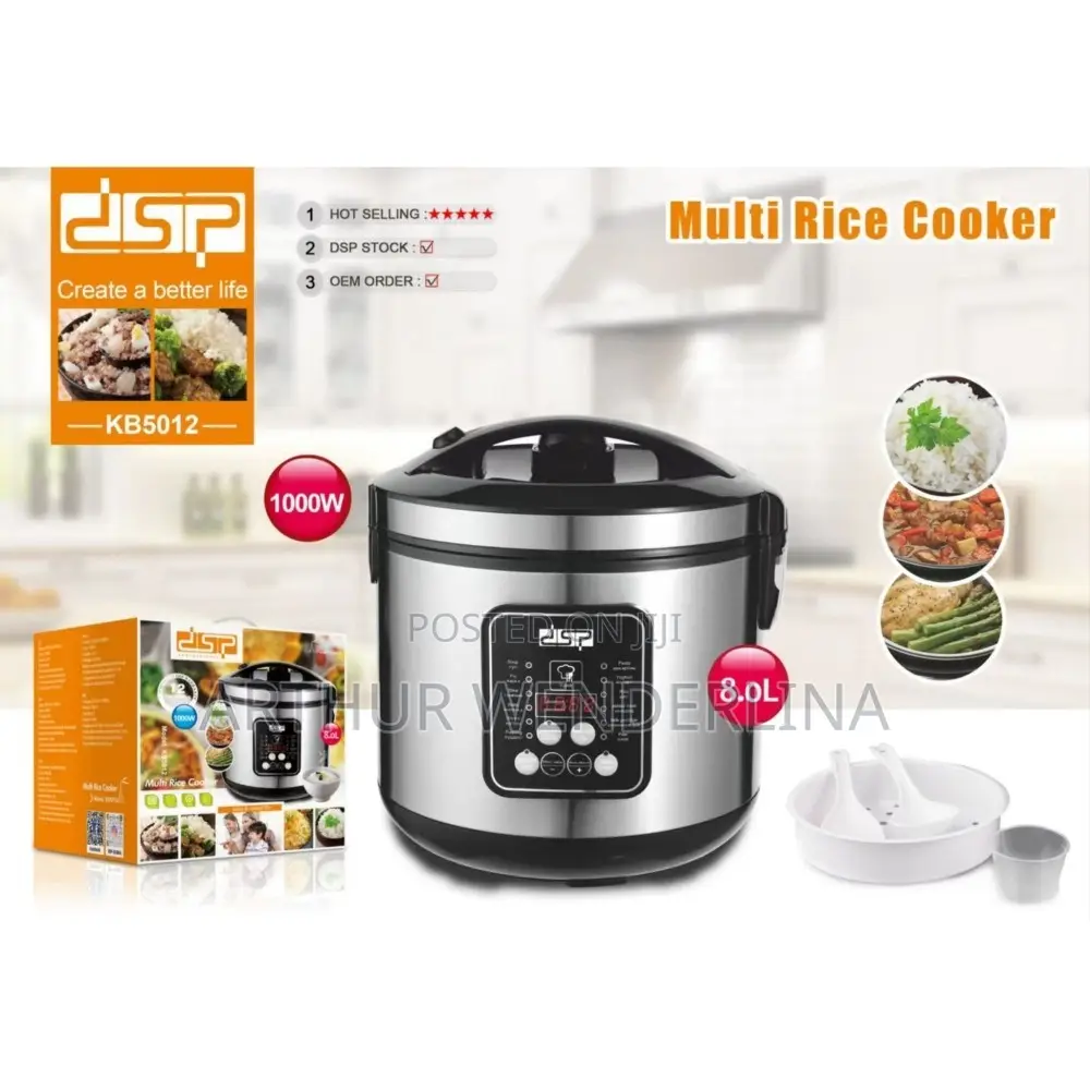 DSP 8litre Multi-Functional Rice Cooker Steamer Pan,Silver