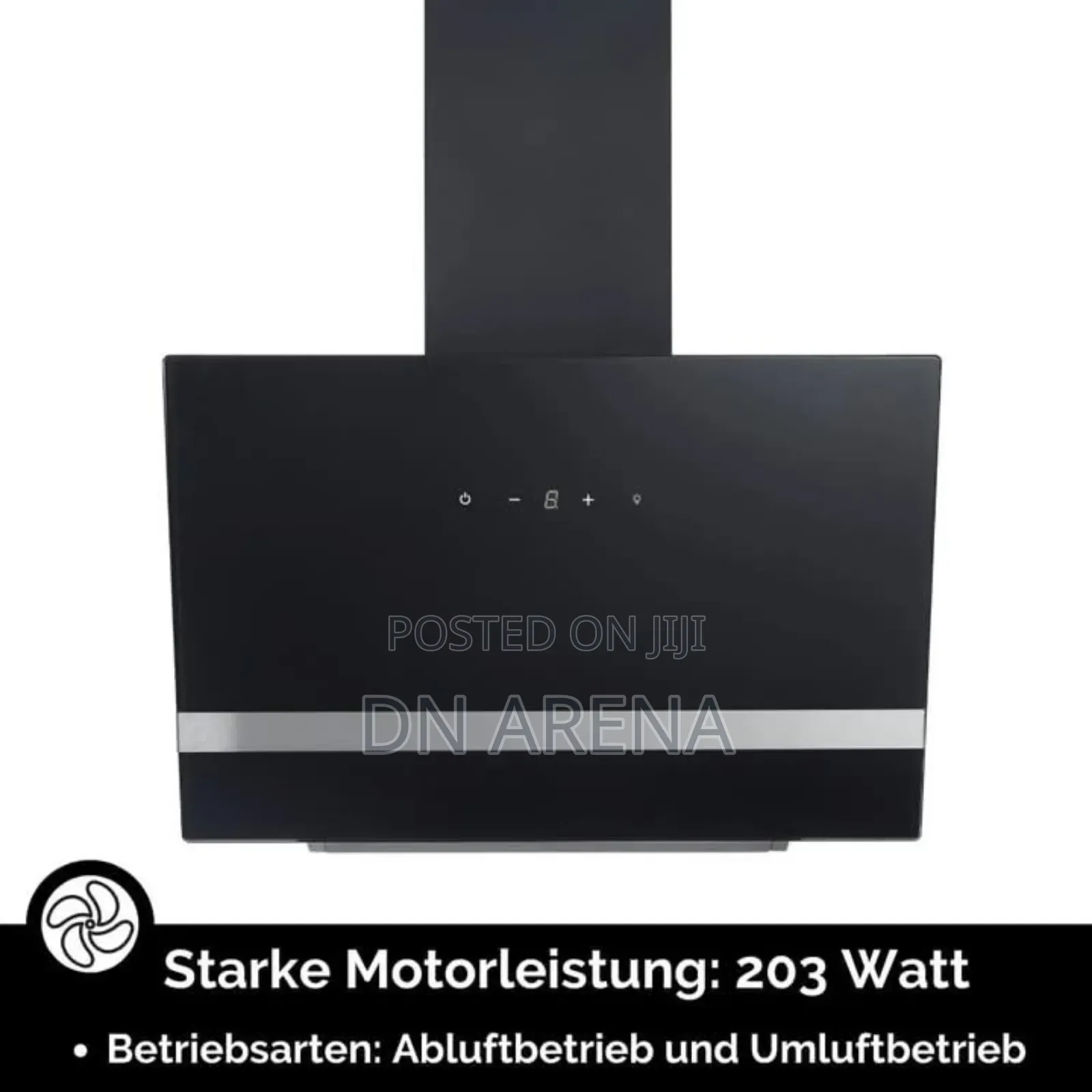 PKM Wall Hood Stainless Steel Glass Black80cm LED Lighting
