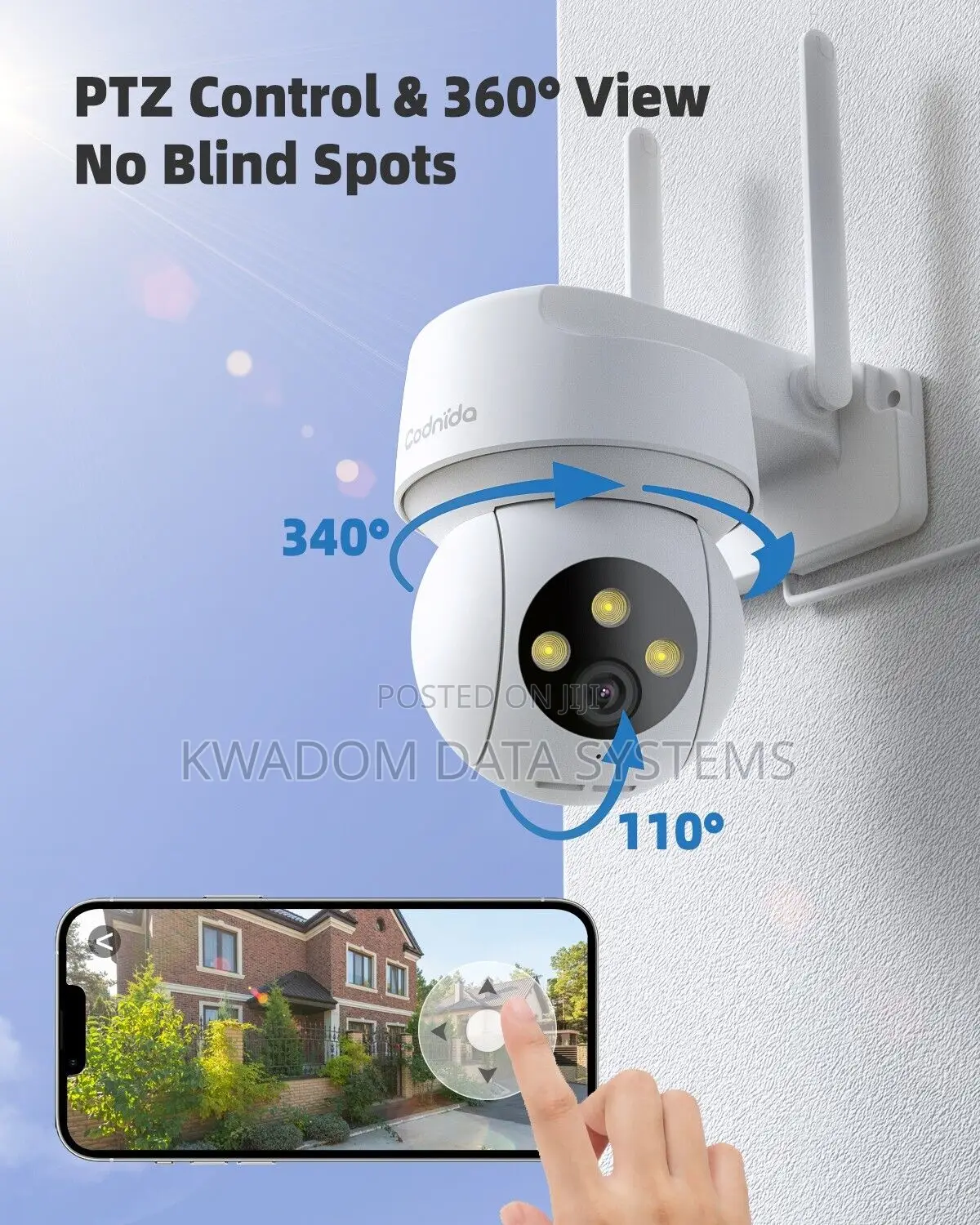 Wireless Security PTZ Camera Outdoor 1080P IP Pan
