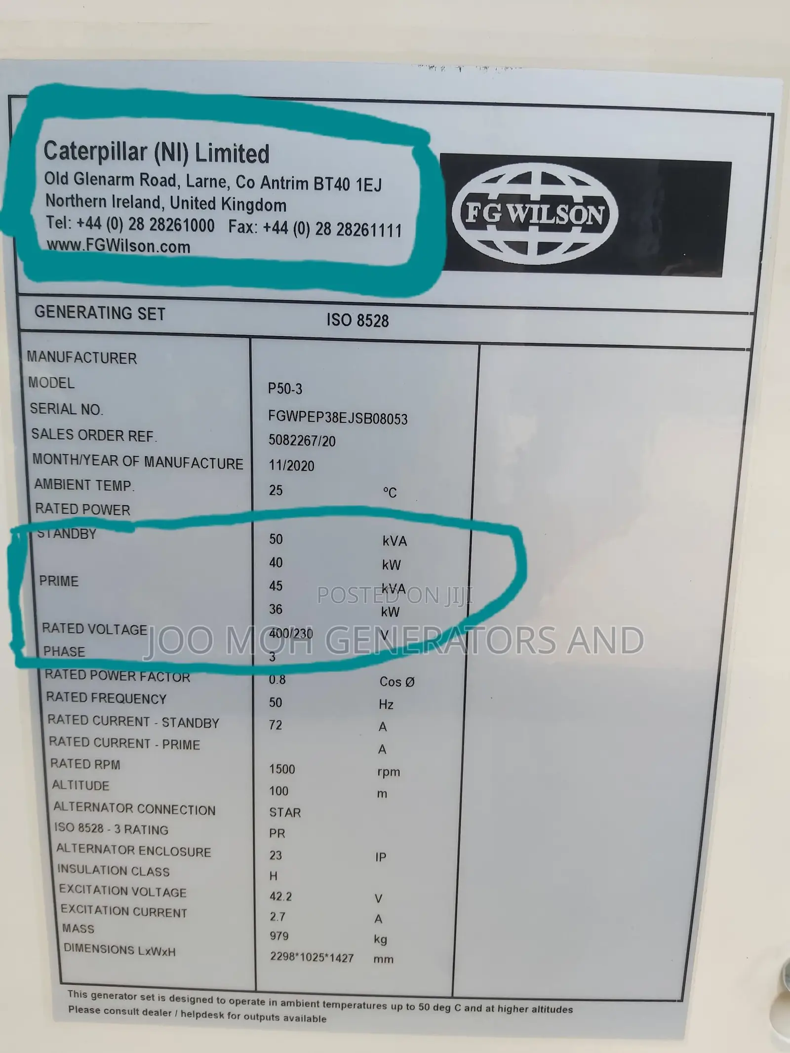 New 45/50kva Perkins Generator 2 Years Warranty