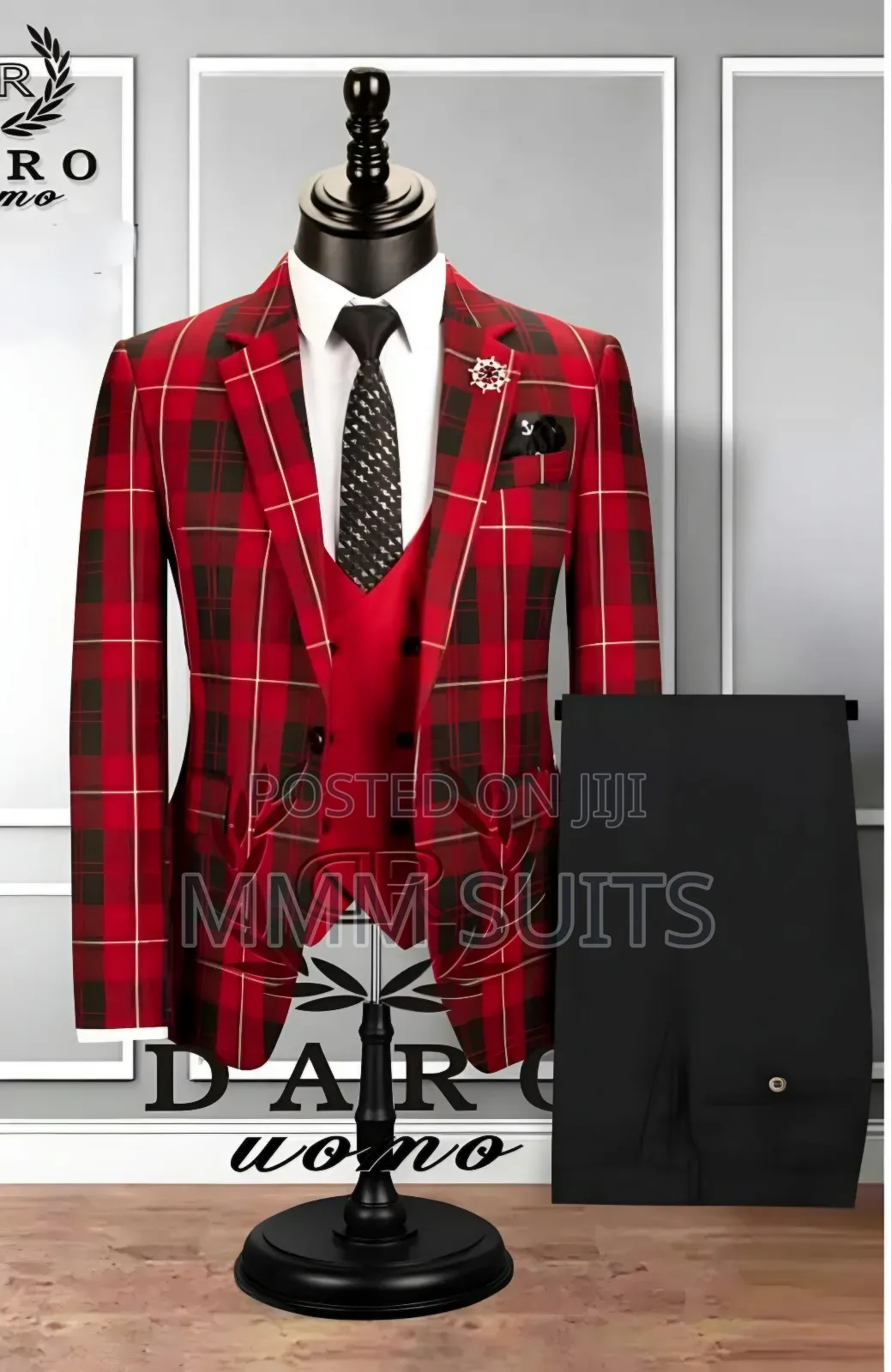 3-Piece Men Suit Checked Suit