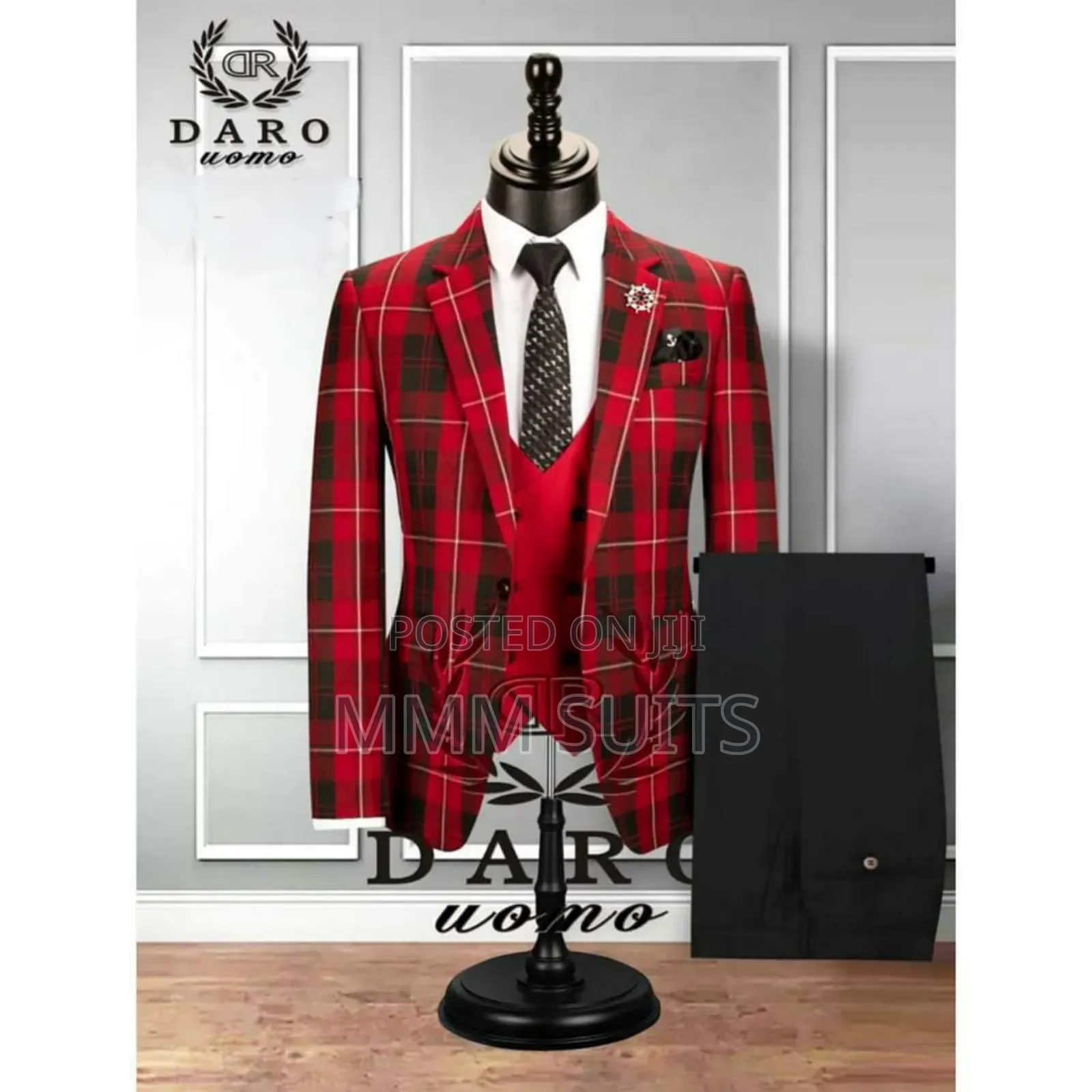 3-Piece Men Suit Checked Suit