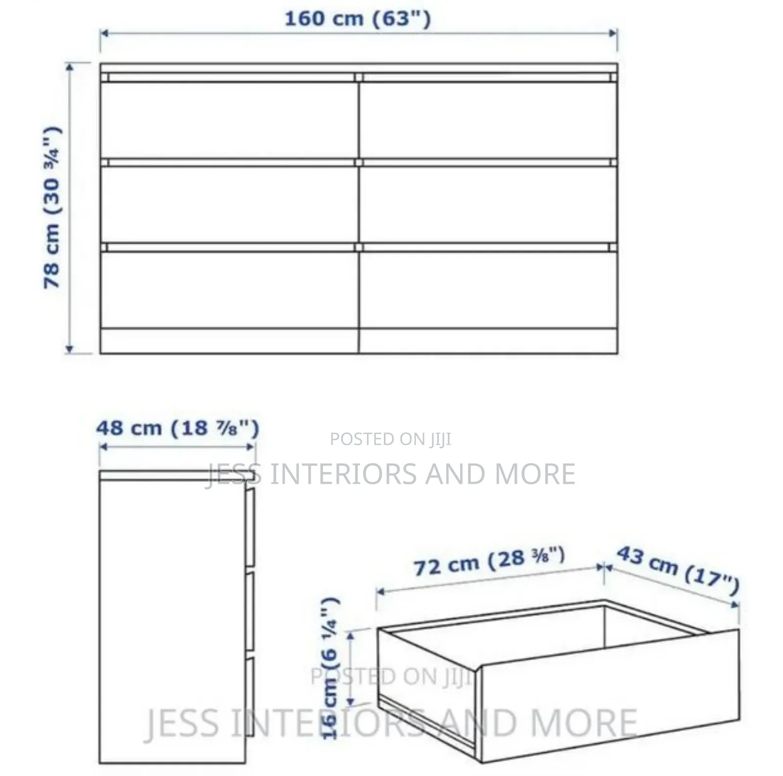 Dresser 6 Drawer (Black)
