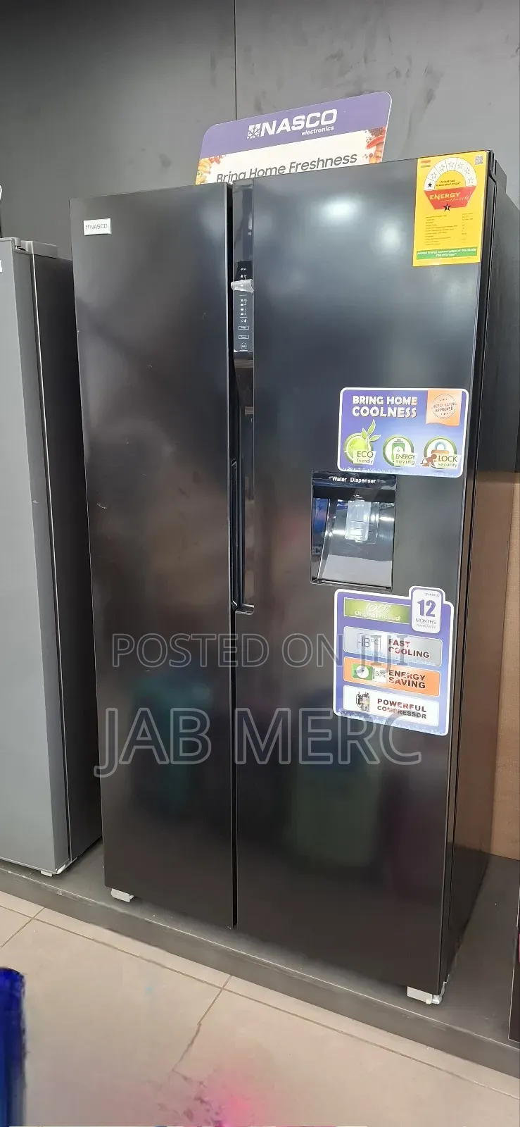 Black 900mm Built in Fridge Side by Side Fridge Freezer