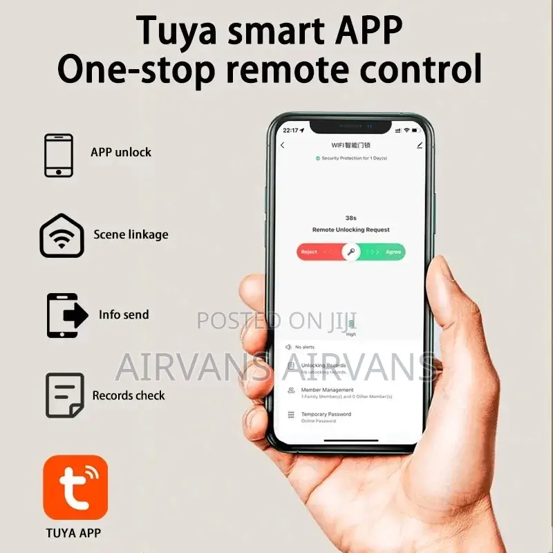 Smart Door Lock (Mobile App+Fingerprint+Keys+Password+Cards)