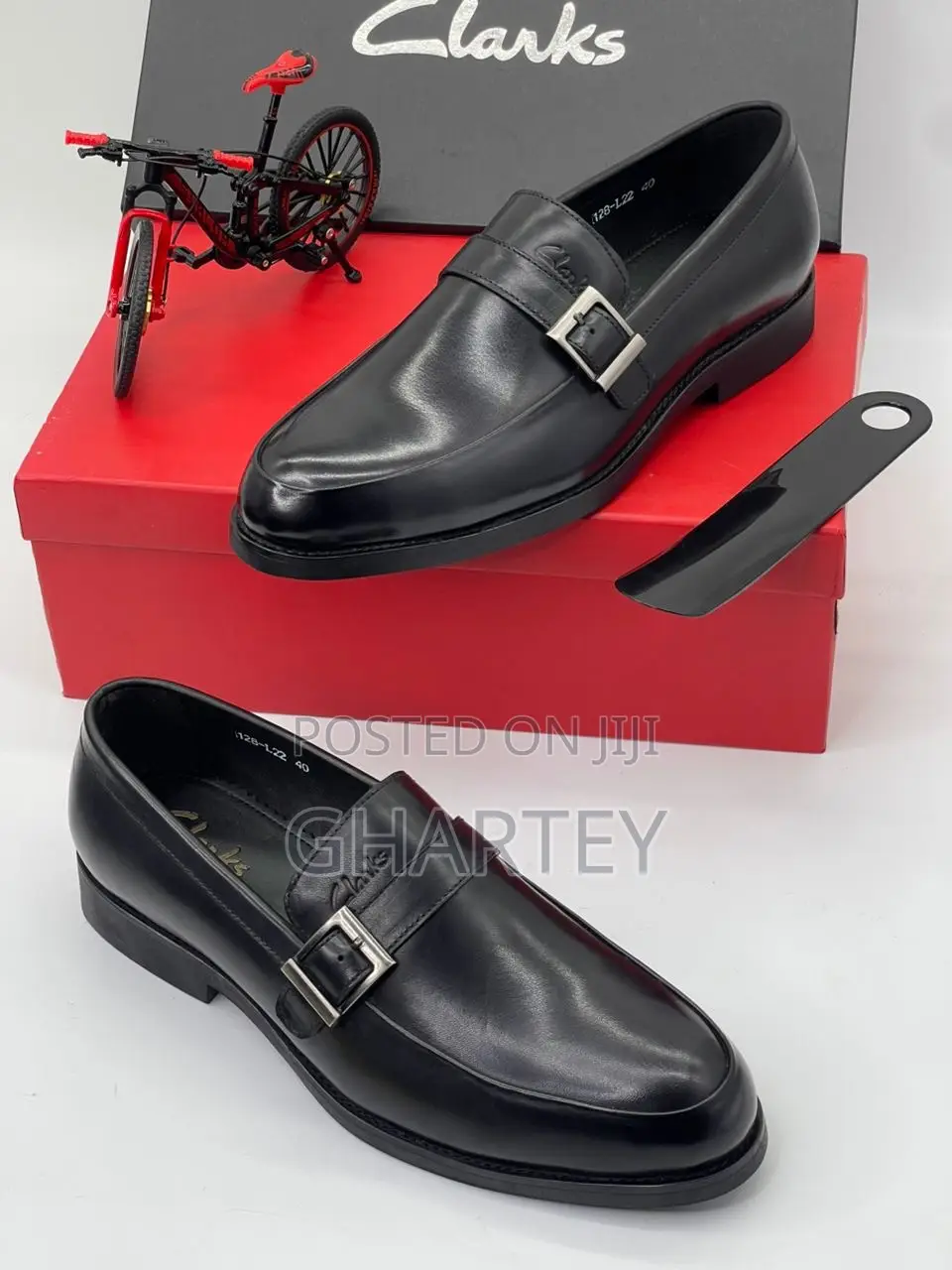 Clarks All Black Executive Leather Shoes for Men