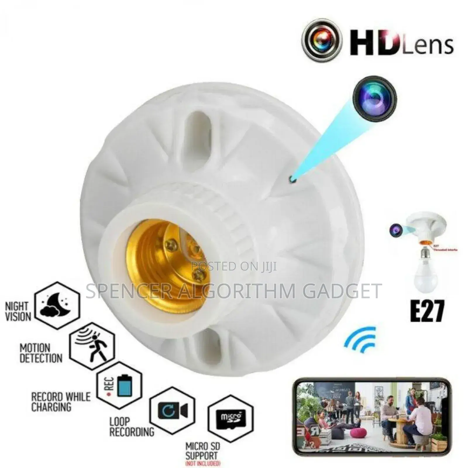 Wireless Security CCTV Camera Bulb Lamp Holder