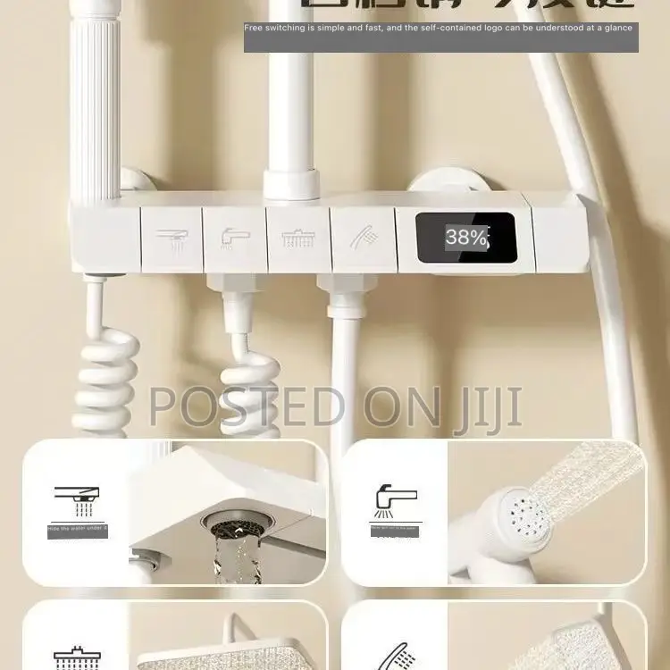 Universal Cream White,Black Copper Digital Shower Three In1
