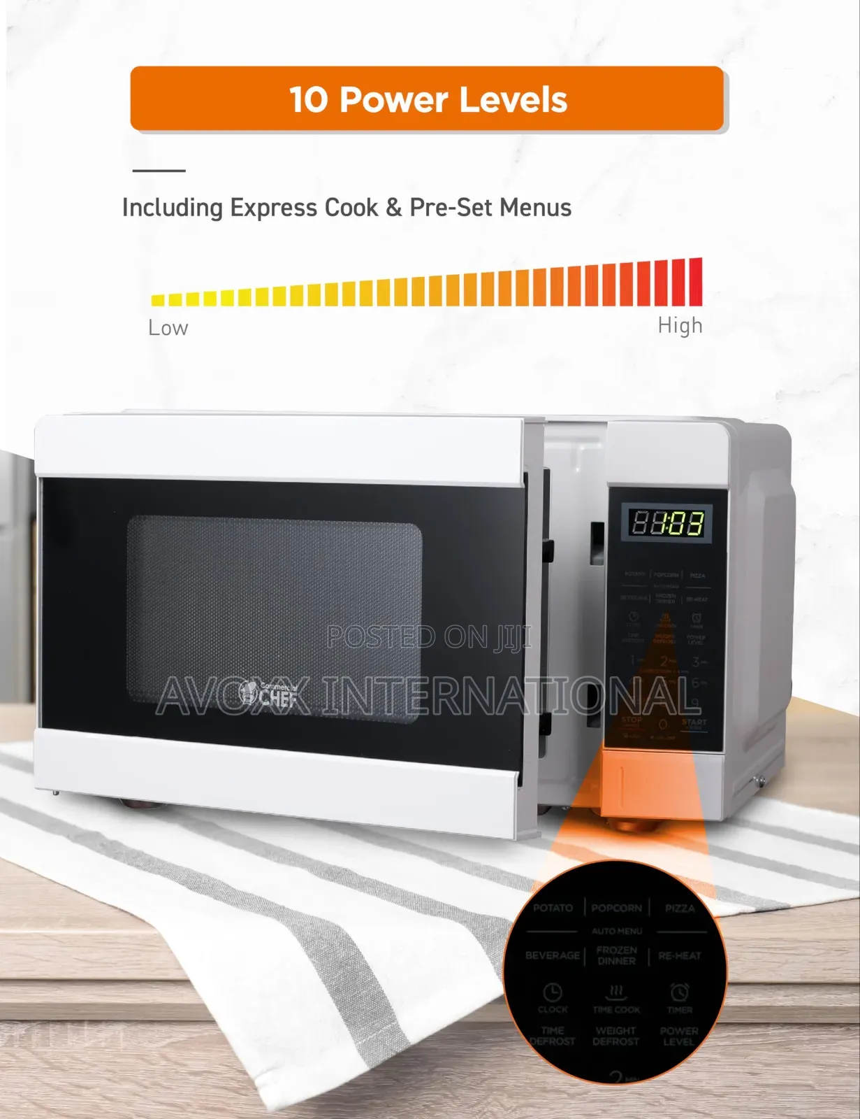 COMMERCIAL CHEF 0.9 Cu Ft Microwave With 10 Power Levels,