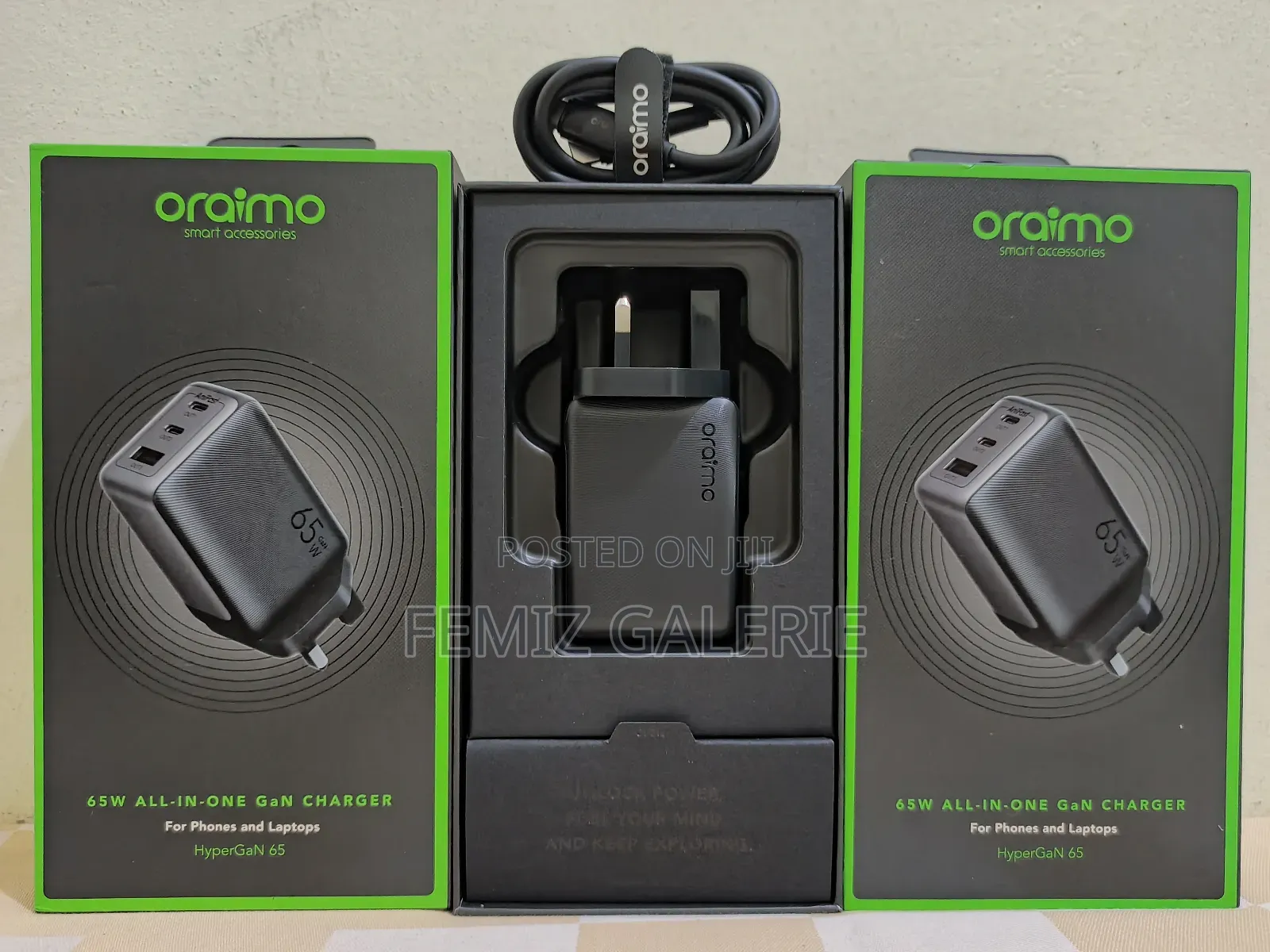 Oraimo Hyper Gan 65 65w Gan Wall Charger Kit + 100w Cc Cable