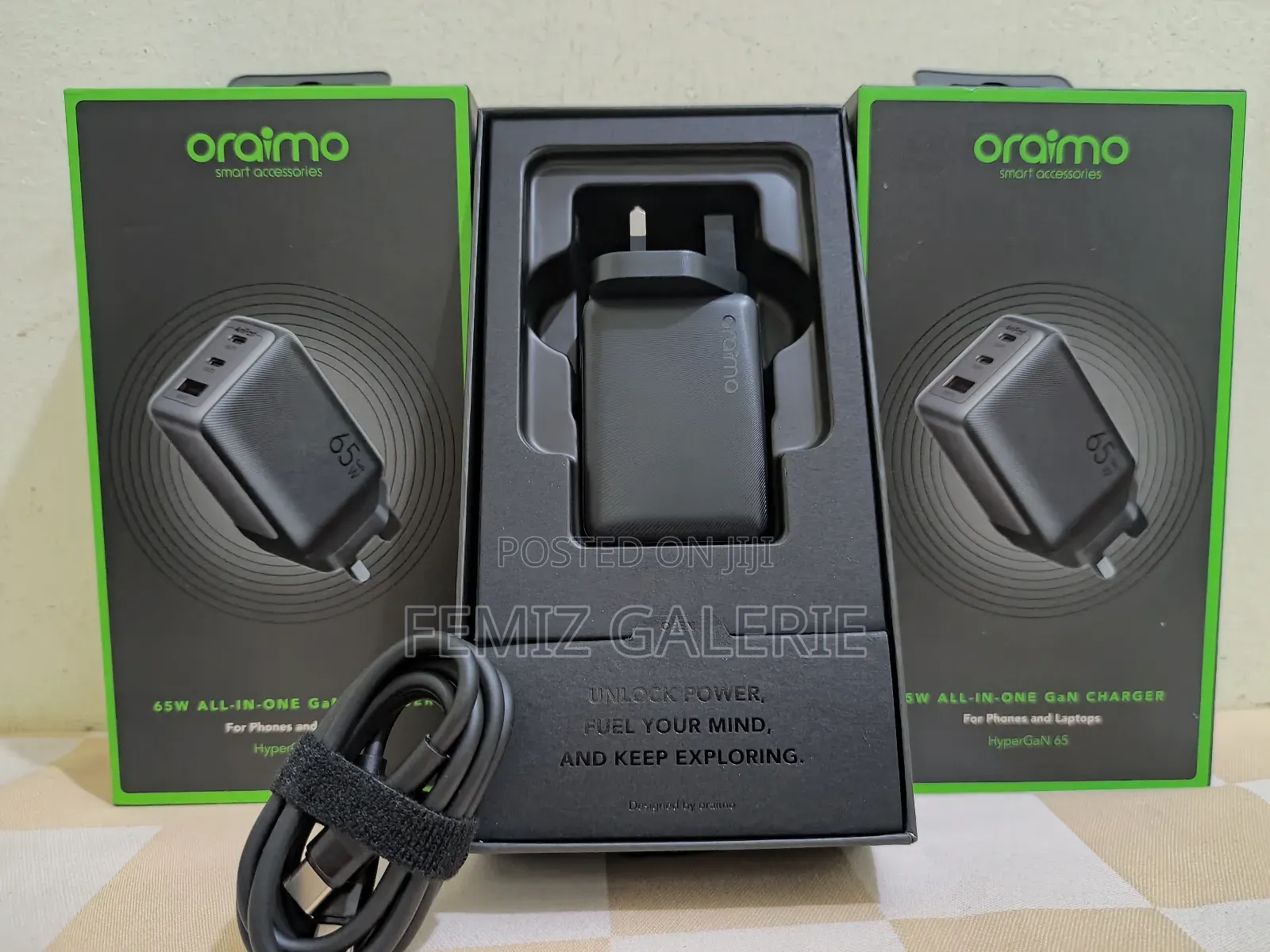 Oraimo Hyper Gan 65 65w Gan Wall Charger Kit + 100w Cc Cable