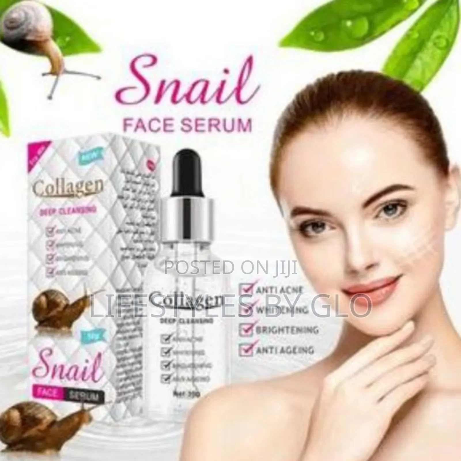 Snail Collagen Face Cream, Serum Soap Anti-Aging Anti-Acne 5pcs Set