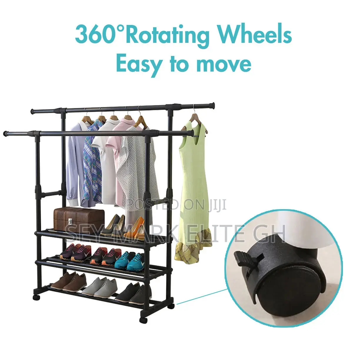 Double Sides Cloth Rack With 3 Shoe Layers