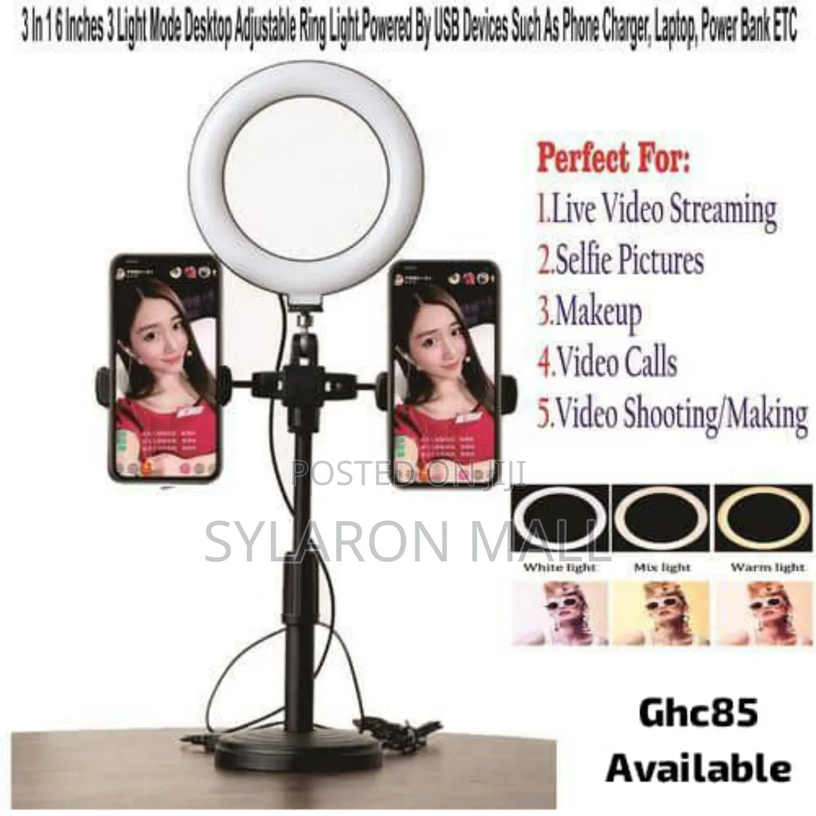 6 Inch Ring Light With Two Phone Holders