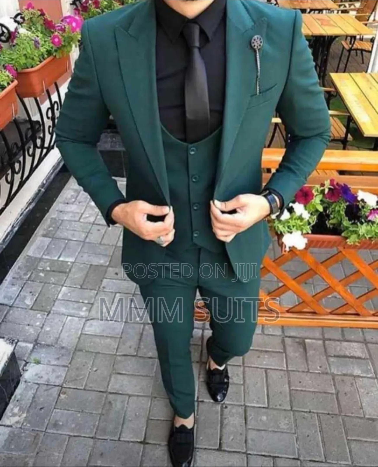 Army Green Double-Breasted Men Suit
