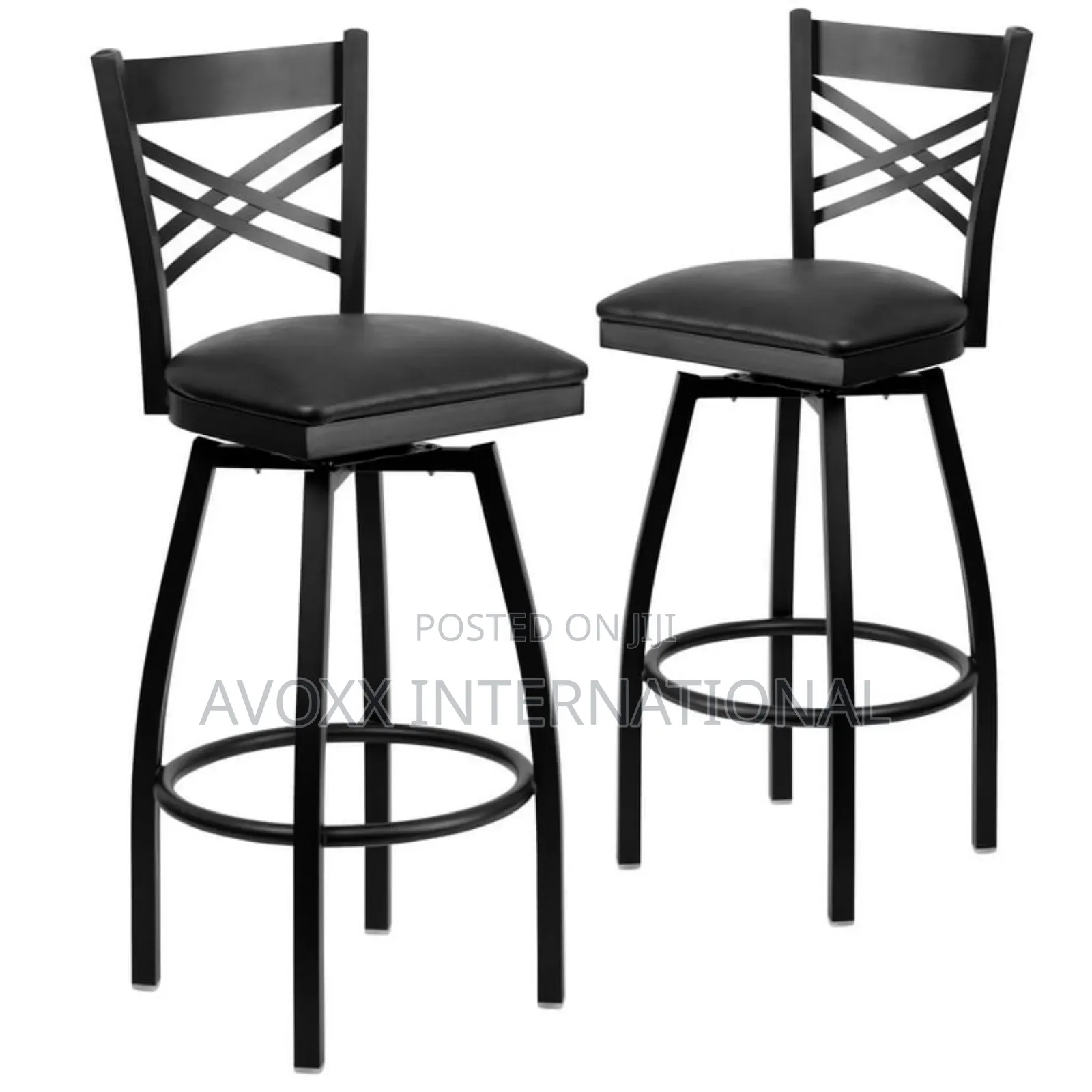 Flash Furniture 2 Pack Black ''X'' Swivel Metal Barstool