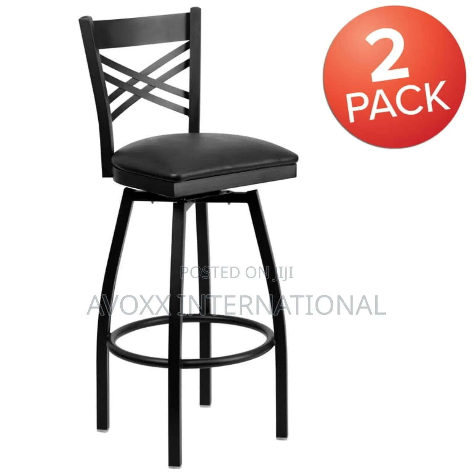 Flash Furniture 2 Pack Black ''X'' Swivel Metal Barstool