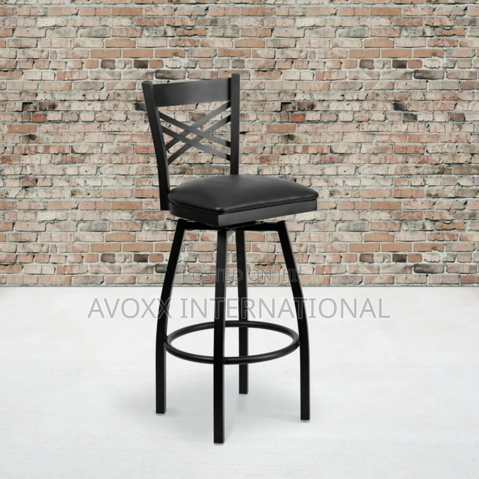 Flash Furniture 2 Pack Black ''X'' Swivel Metal Barstool