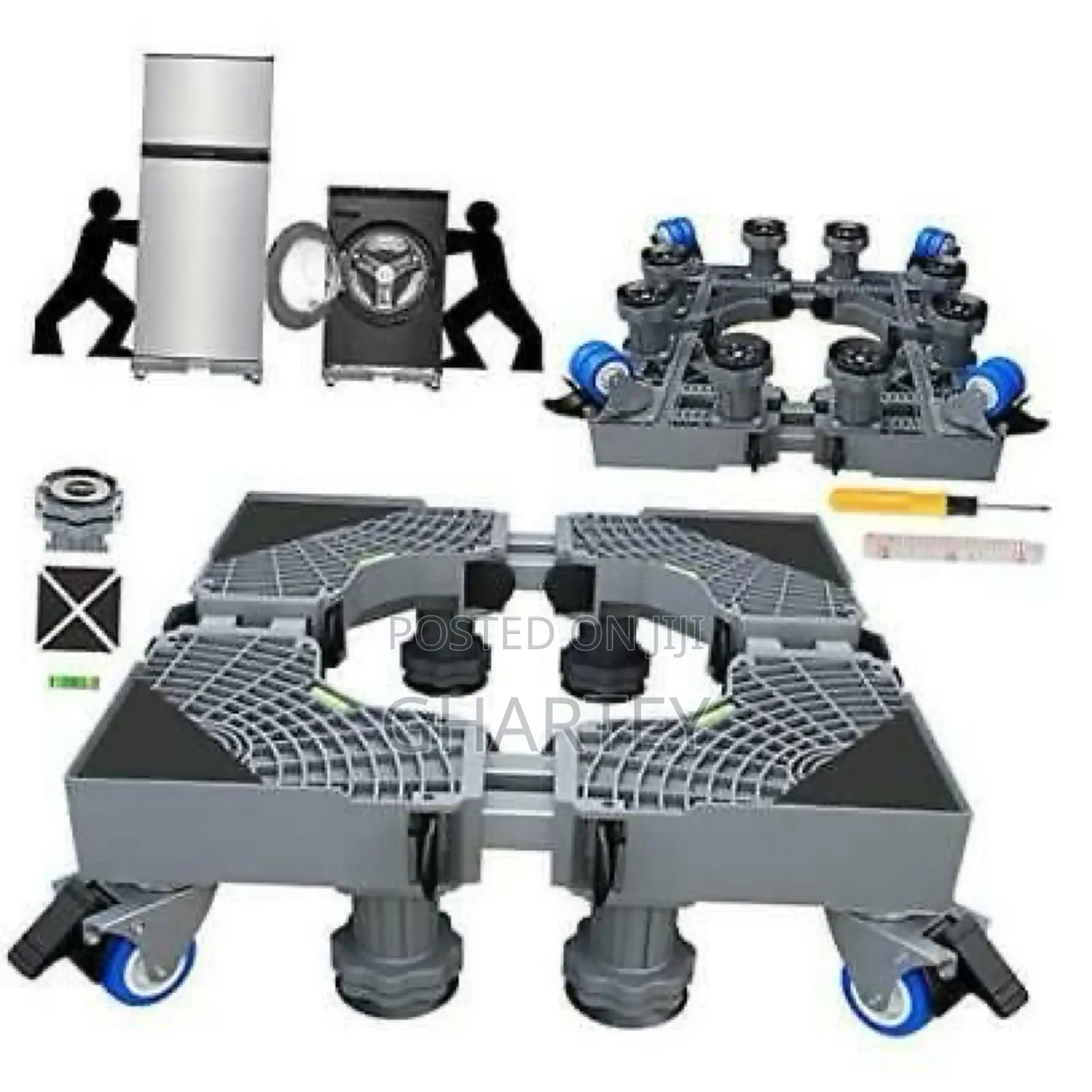 2X Double Tube Fridge Washing Machine Stand With Brakes
