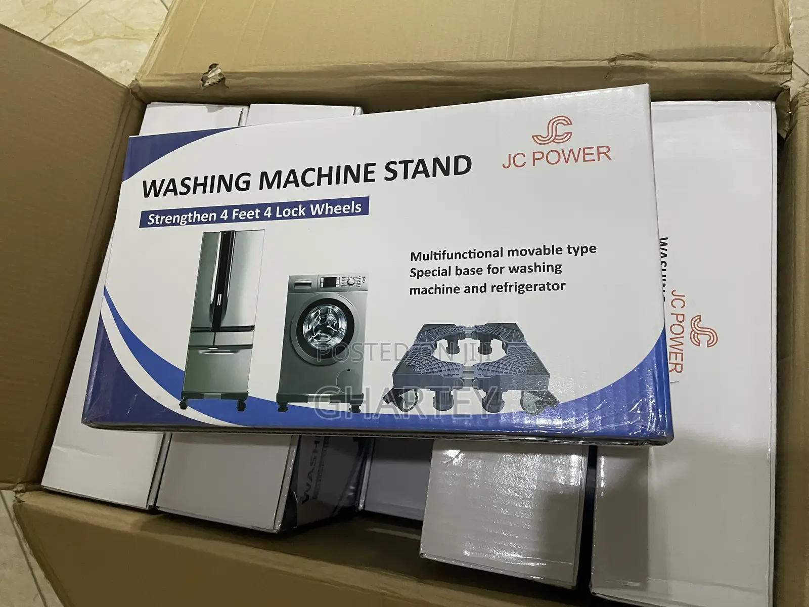 2X Double Tube Fridge Washing Machine Stand With Brakes
