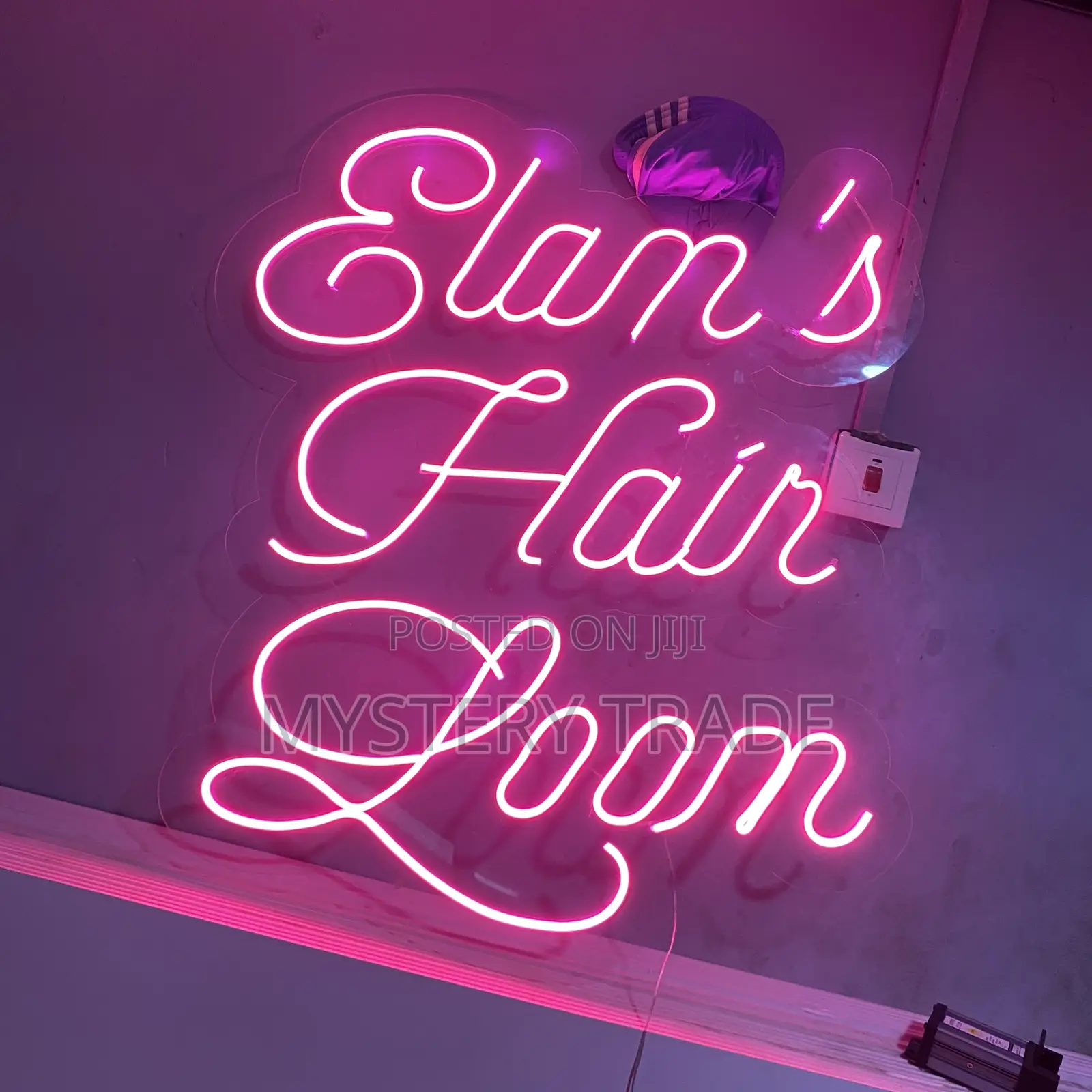 Neon Signage for Elams Hair Loom