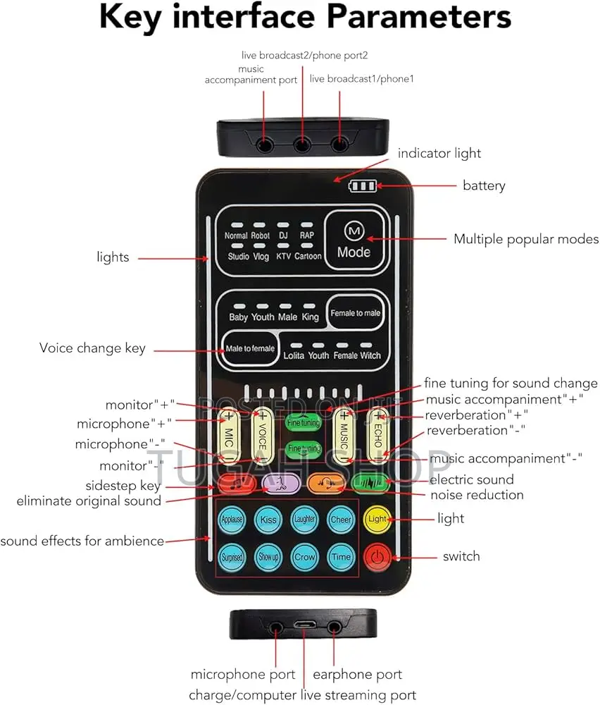 Portable Voice Changer, 8 Different Sounds Microphone Voice