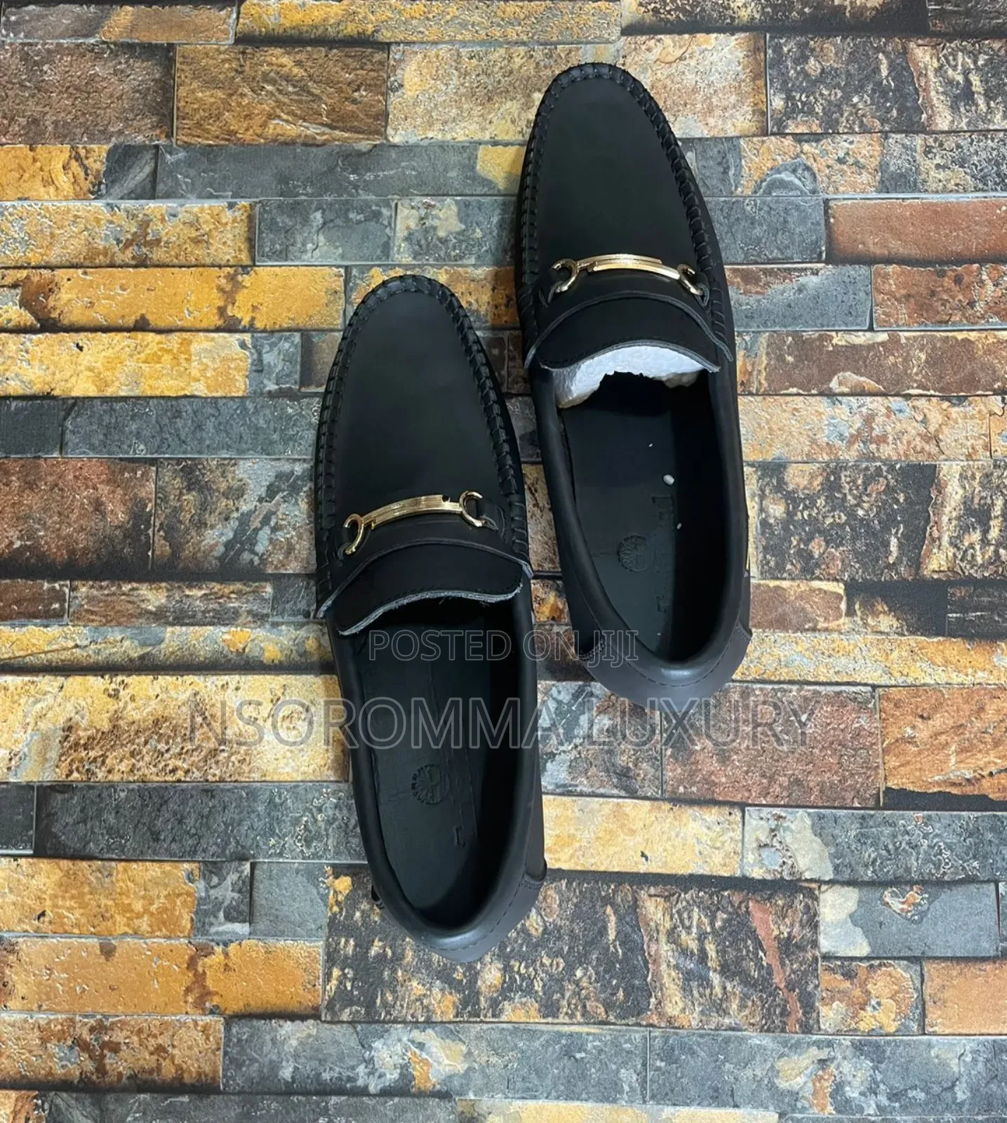 Original Black Leather Steel Chain Men Loafer Shoe
