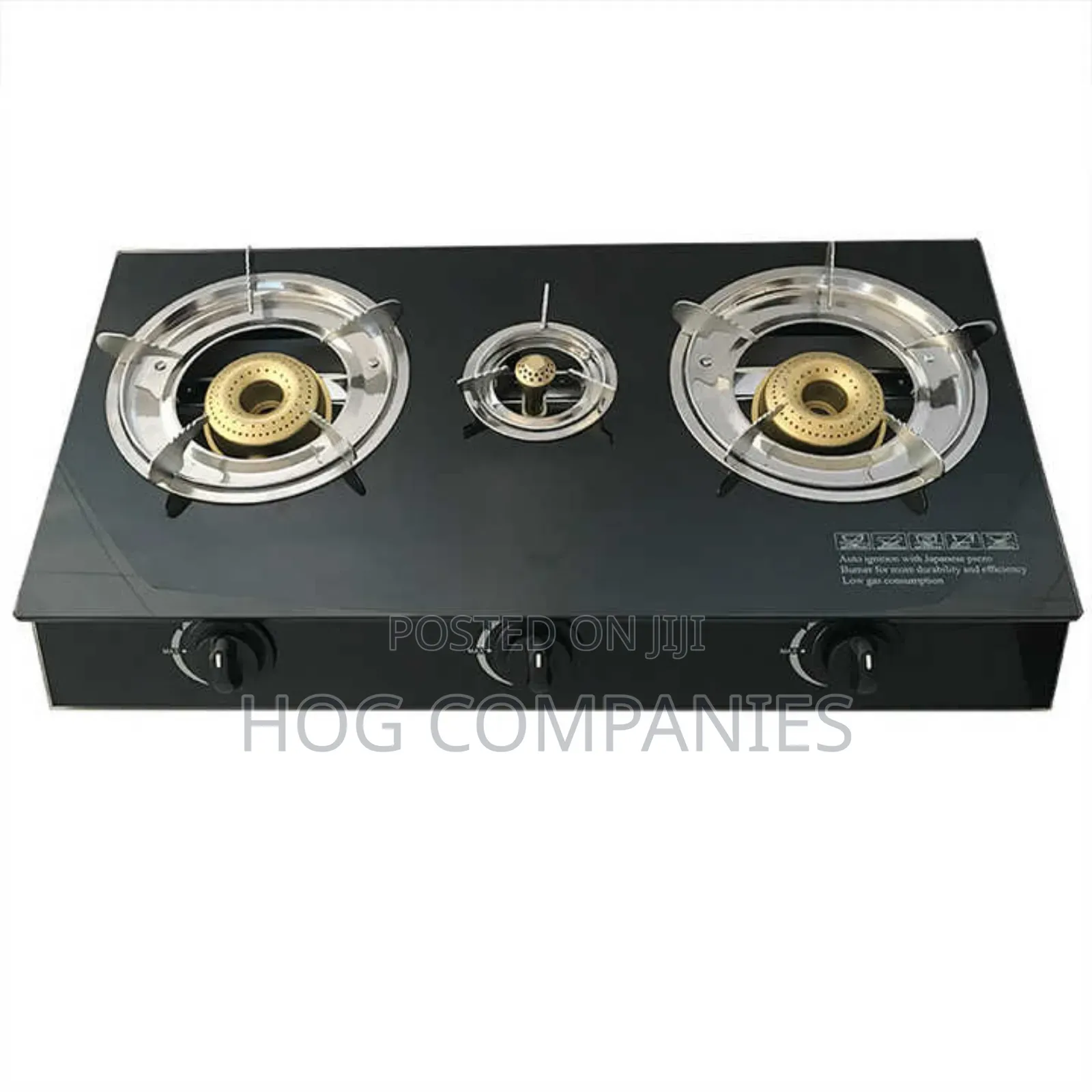 3 in 1 Burner Automatic Ignition Glass Top Gas Stove