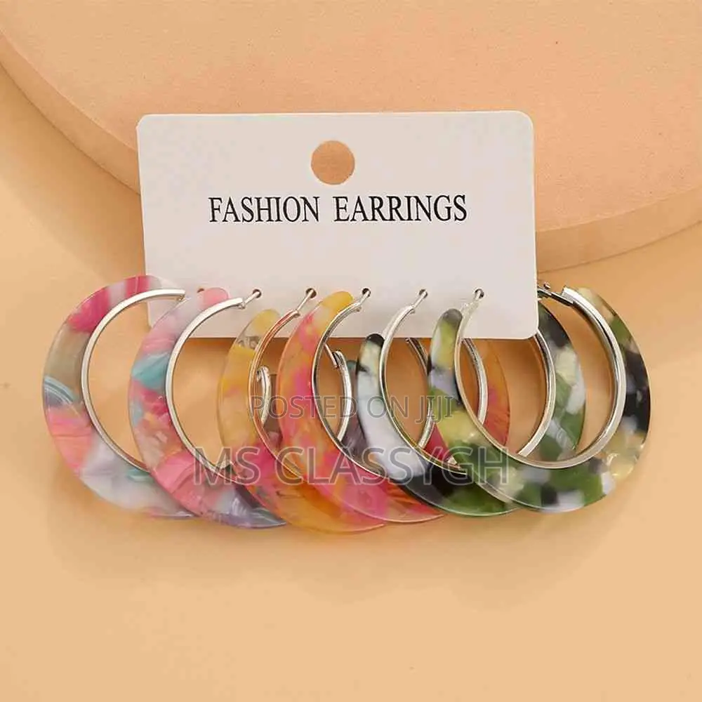 Circle Acrylic Earrings Set Geometric Colorful Resin Hoop Dr