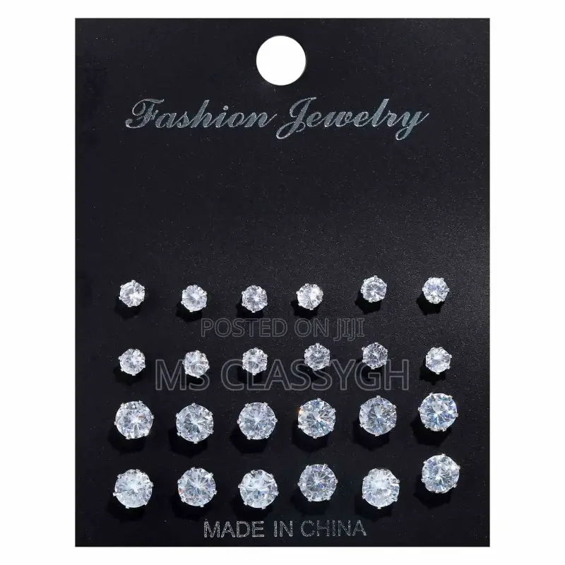 12pairs/Pack Shiny Wedding Stud Earrings Set for Women Men C
