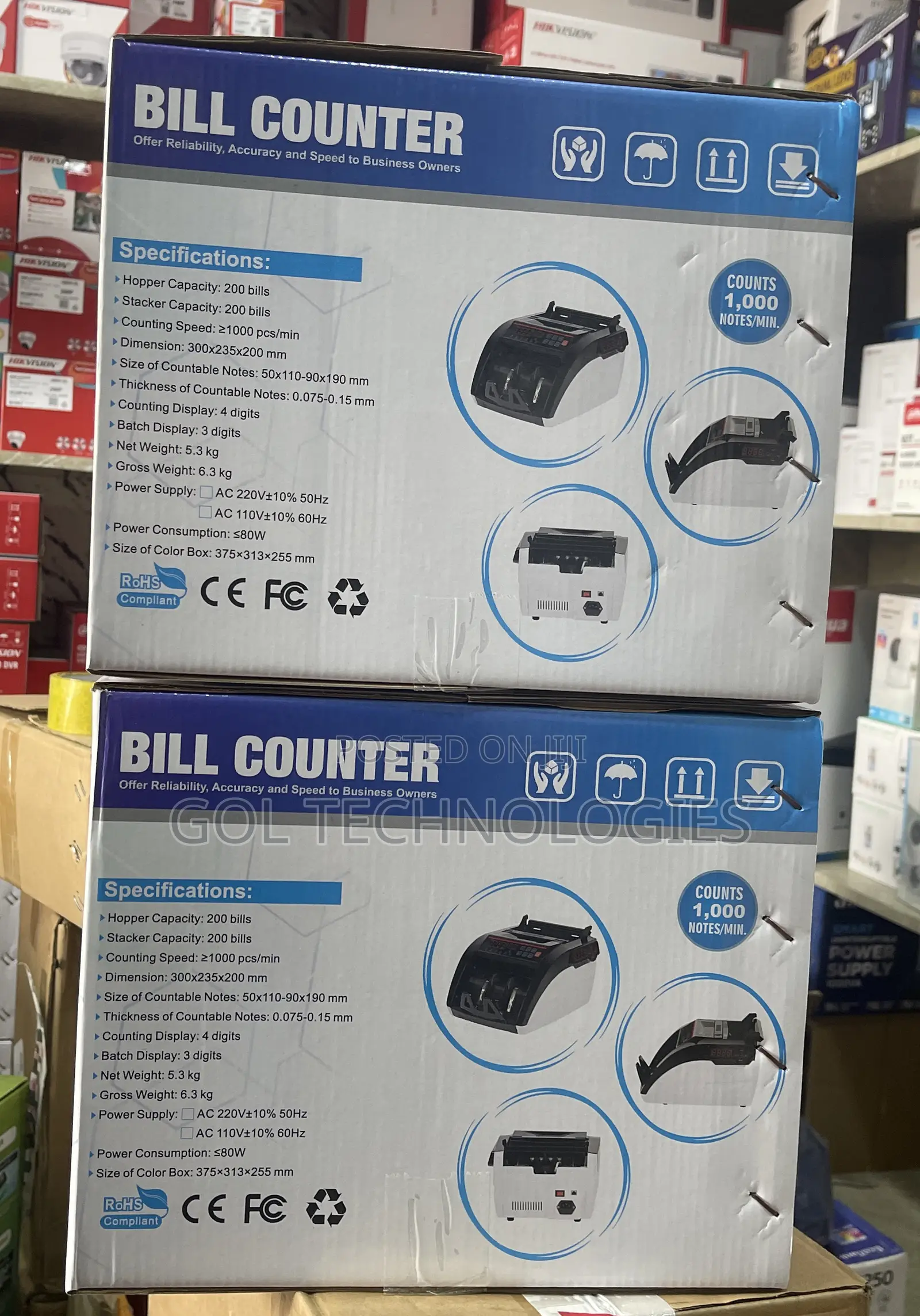 Counting Machine Bill Counter Counts 1,000 Notes/Min