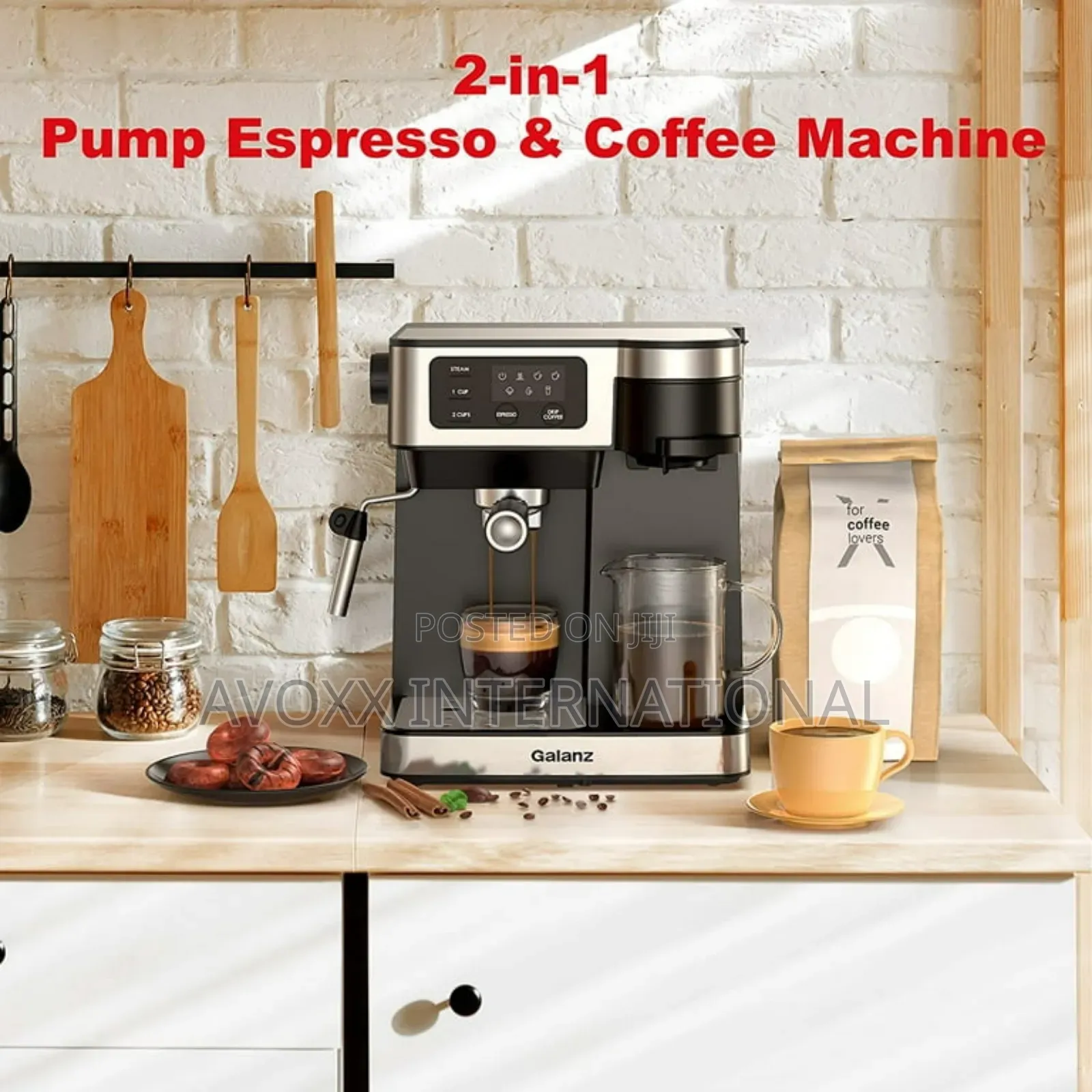 Galanz 2-in-1 Espresso Single Coffee Maker W/ Milk Frother