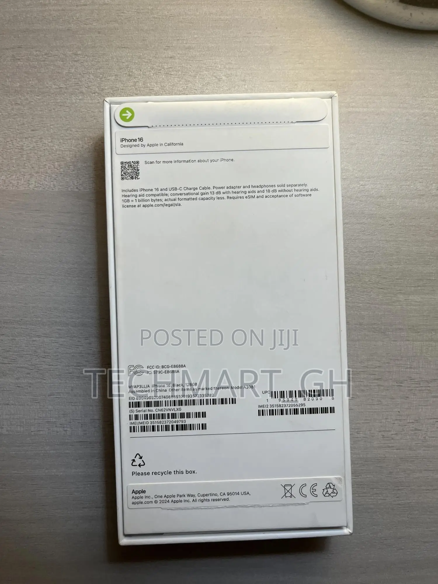 New Apple iPhone 16 128 GB Black