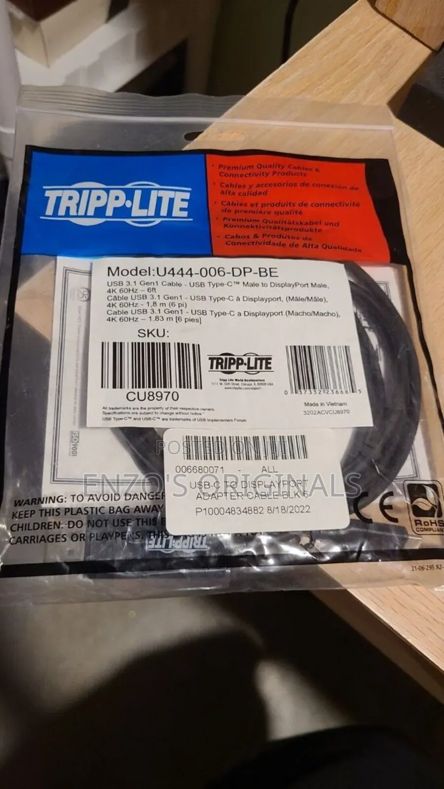 Tripp-Lite Usb-C to Display Port Type-C to Dp Cable True Resolution