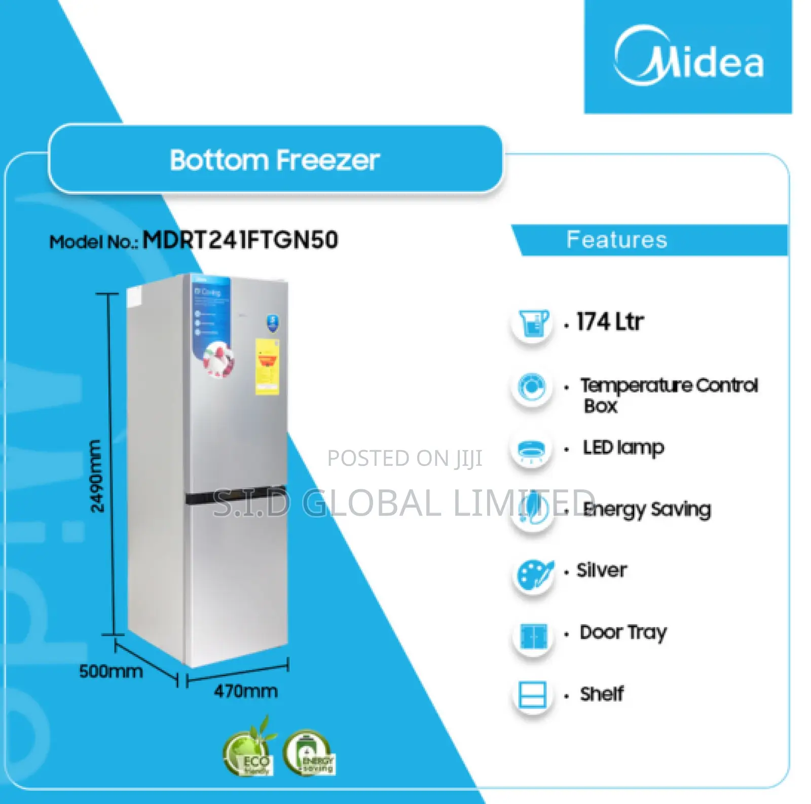 Chill Out With MIDEA-174-LTR-DOUBLE-DOOR-BOTTOM-FREEZER